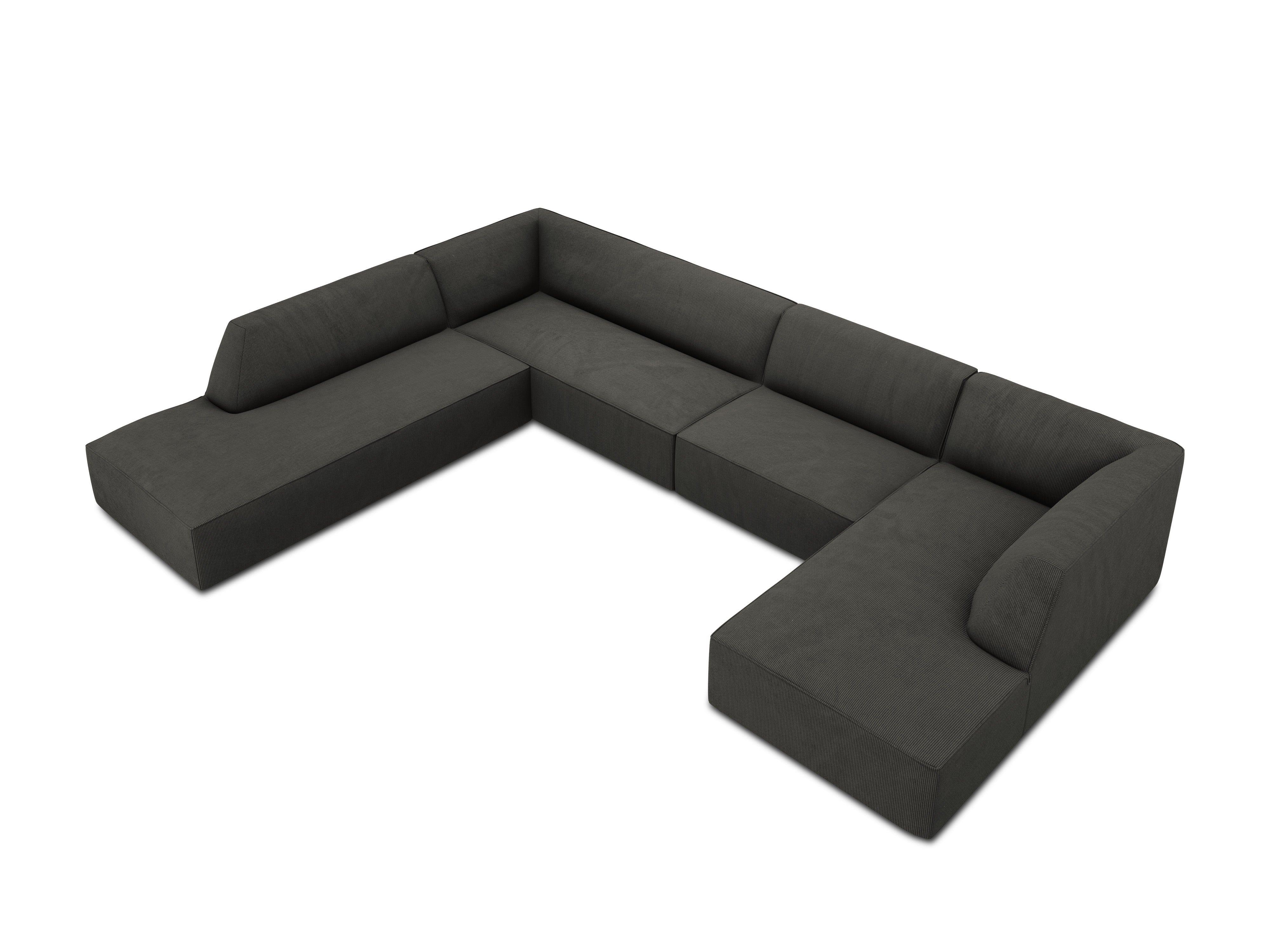 Narożnik w kształcie U sztruksowa lewostronny RUBY ciemnoszary Micadoni Eye on Design