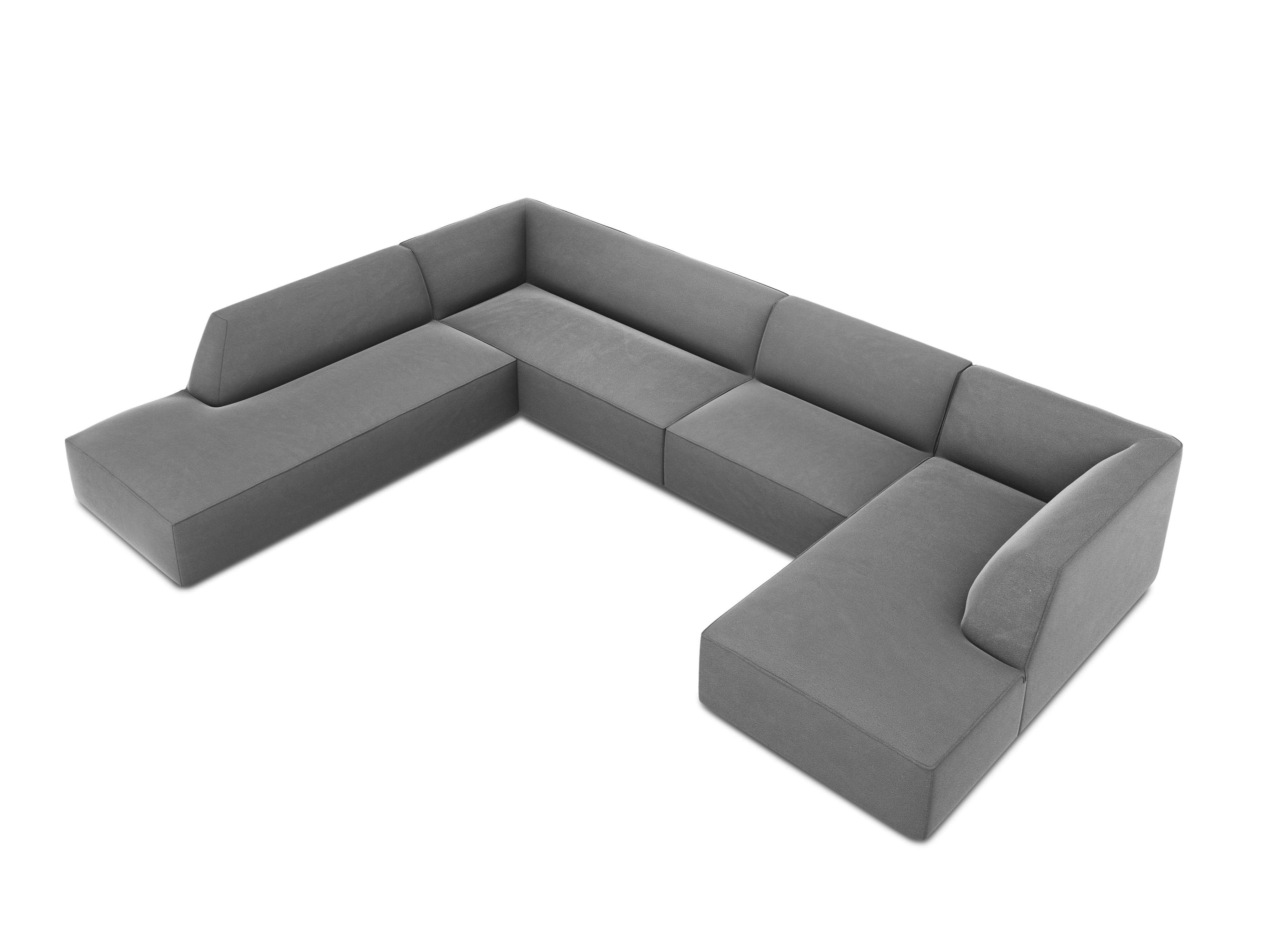 Narożnik w kształcie U aksamitny lewostronny RUBY szary Micadoni Eye on Design