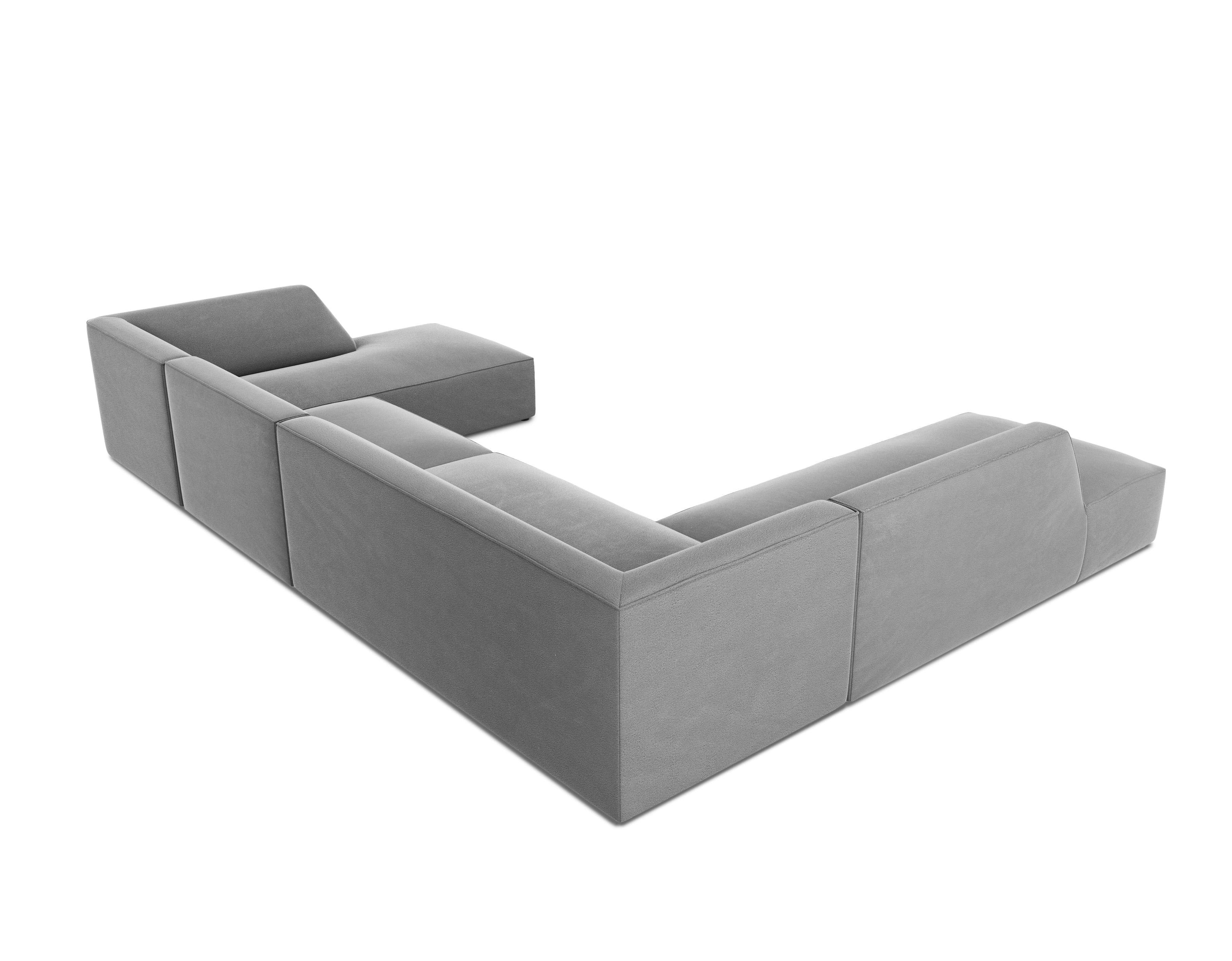 Narożnik w kształcie U aksamitny lewostronny RUBY szary Micadoni Eye on Design