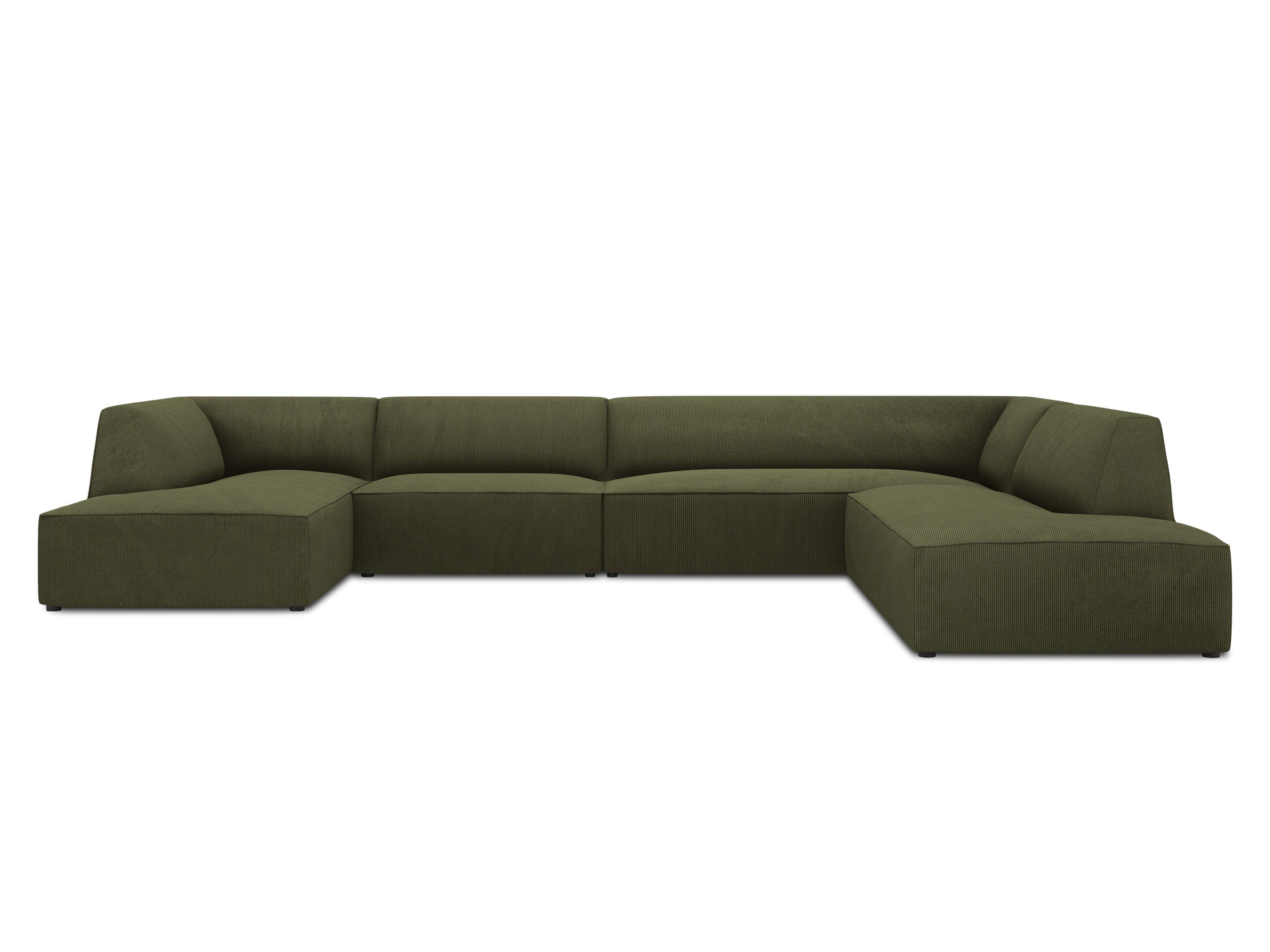 Narożnik w kształcie U sztruksowa prawostronny RUBY zielony Micadoni Eye on Design
