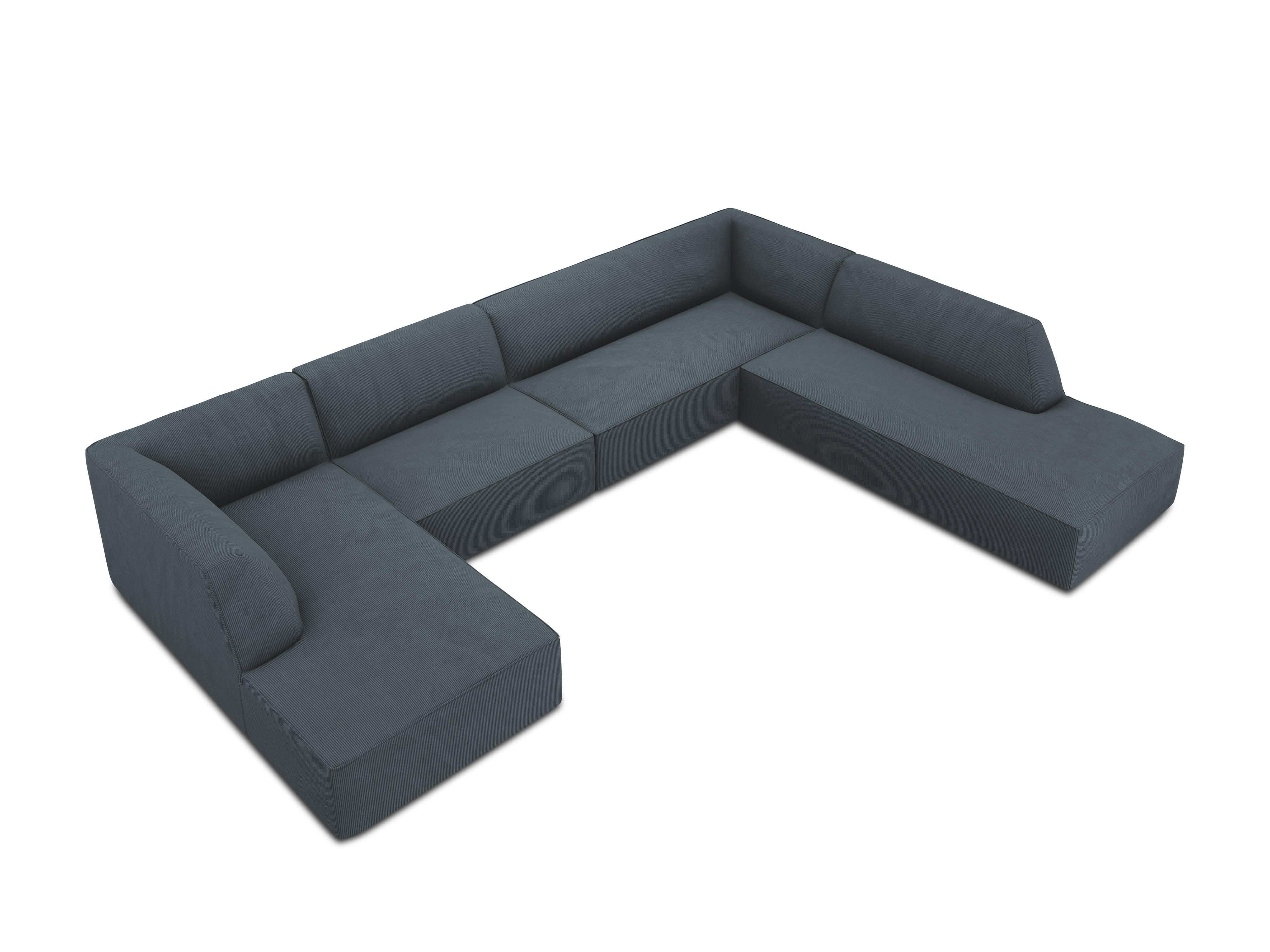 Narożnik w kształcie U sztruksowa prawostronny RUBY niebieski Micadoni Eye on Design