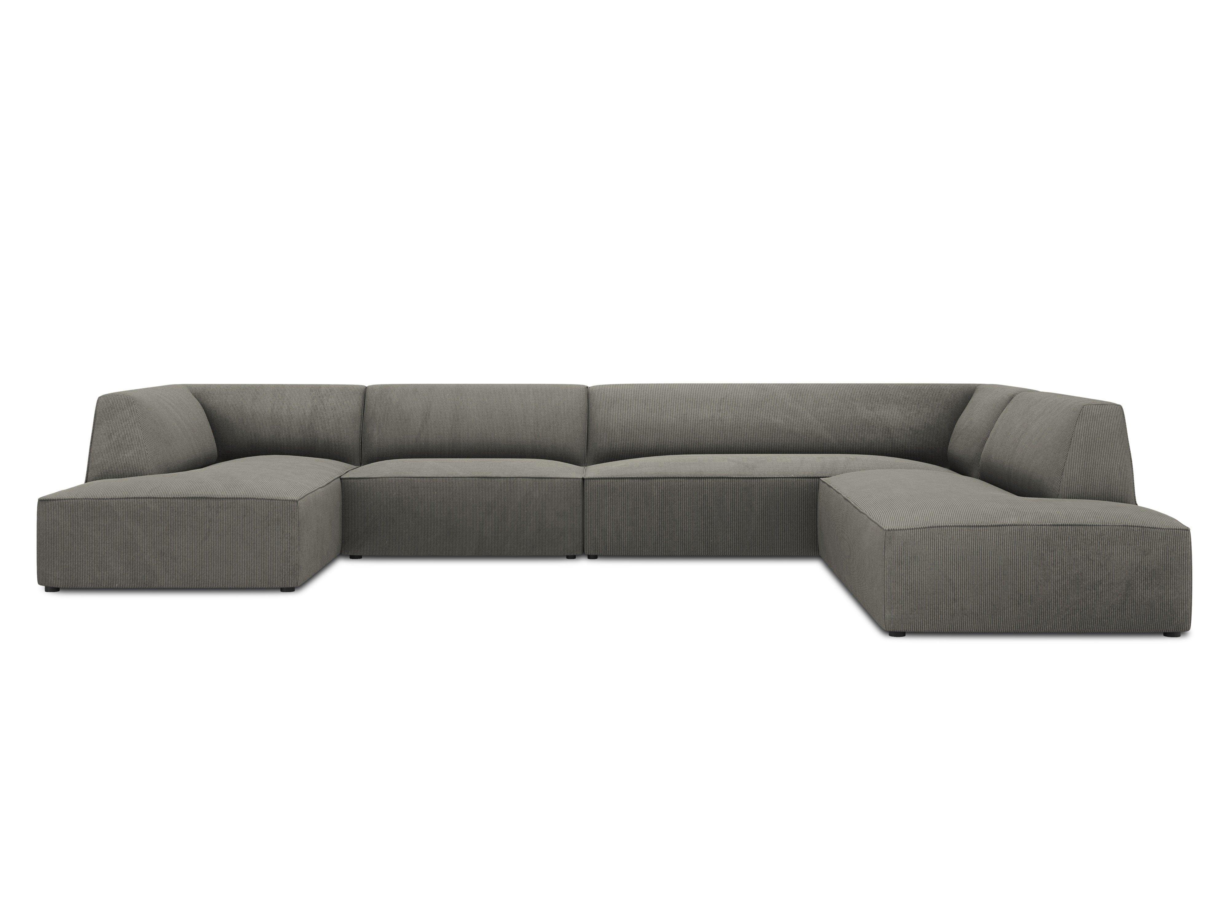 Narożnik w kształcie U sztruksowa prawostronny RUBY jasnoszary Micadoni Eye on Design