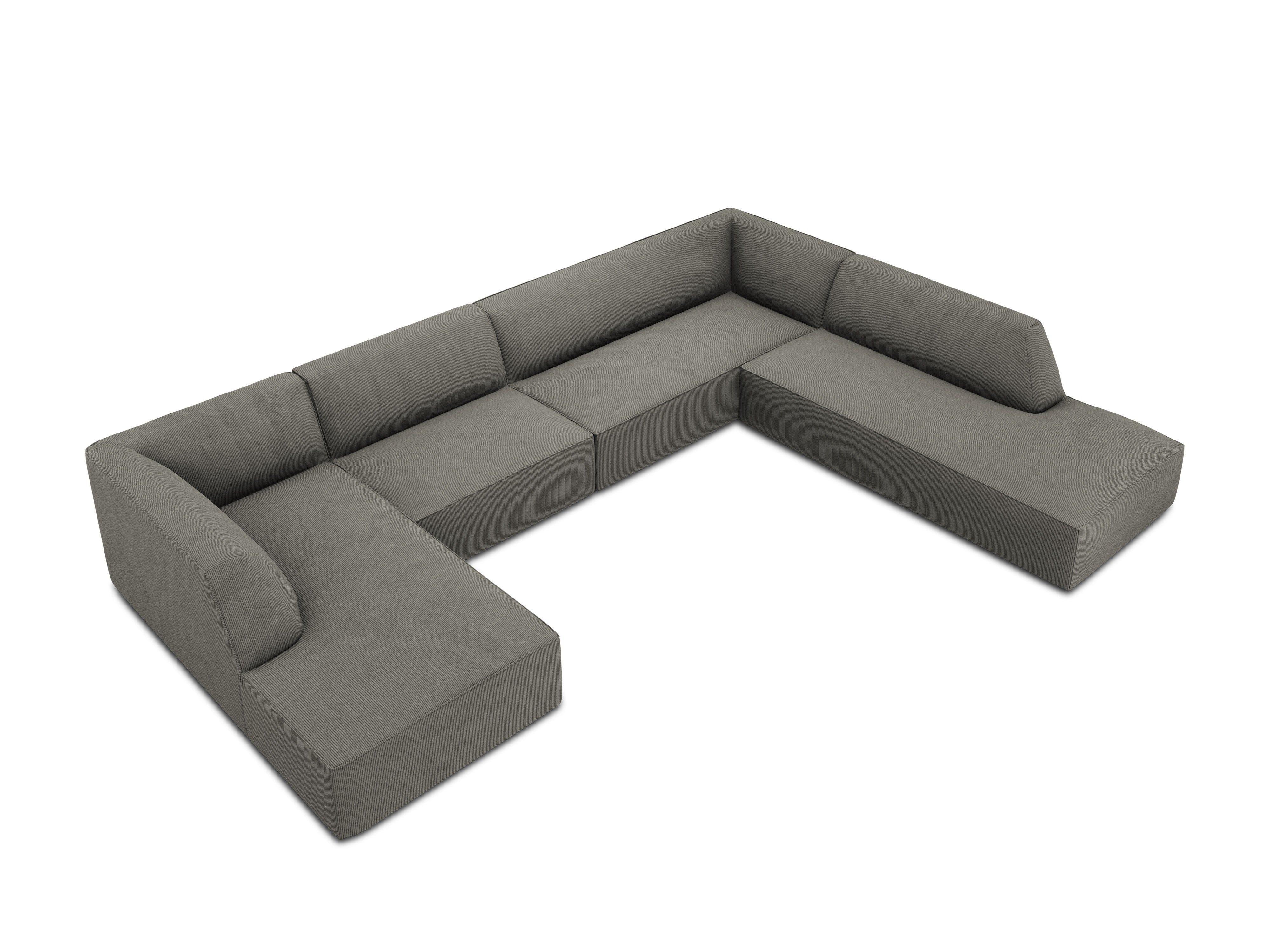 Narożnik w kształcie U sztruksowa prawostronny RUBY jasnoszary Micadoni Eye on Design