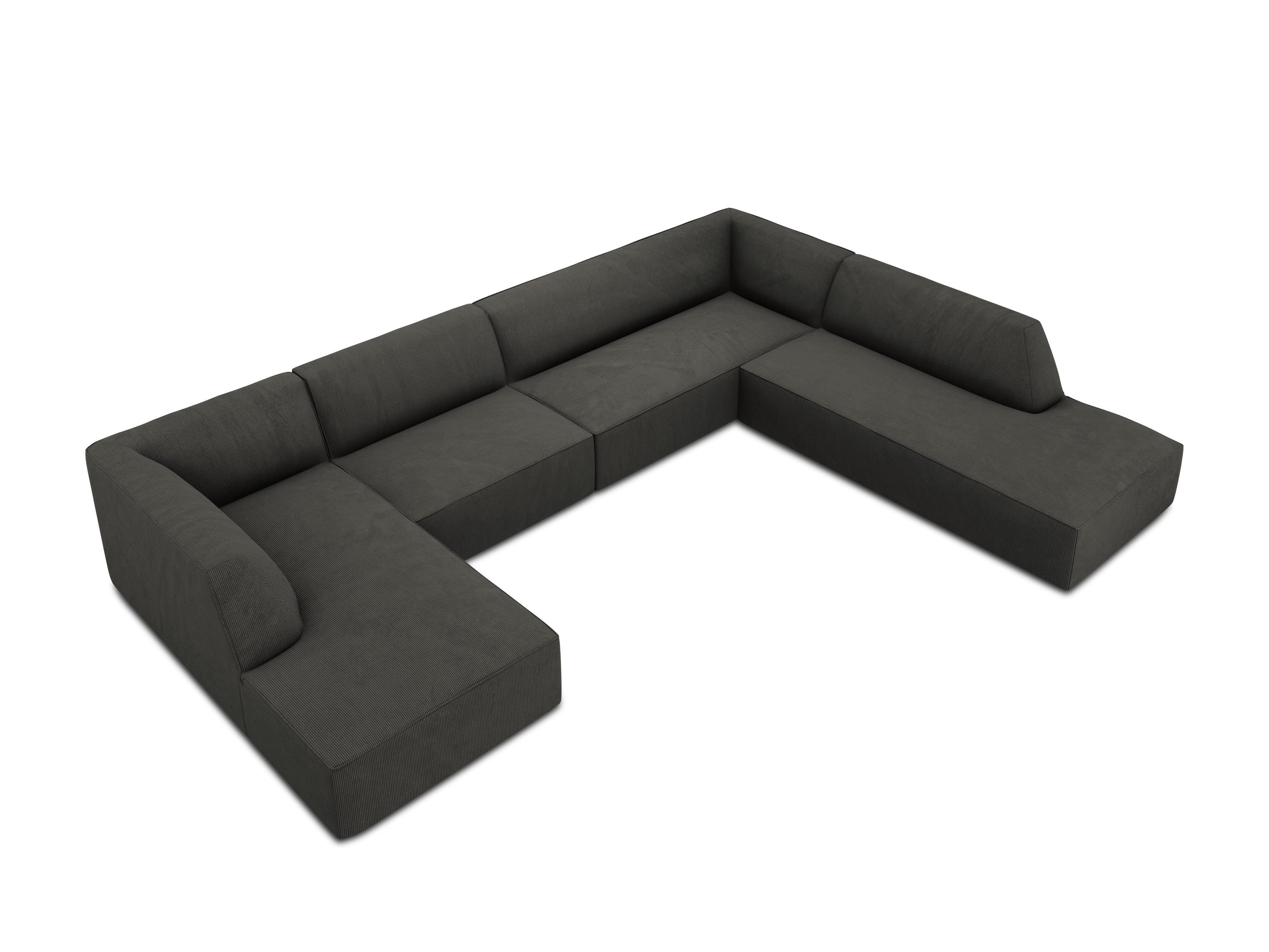 Narożnik w kształcie U sztruksowa prawostronny RUBY ciemnoszary Micadoni Eye on Design