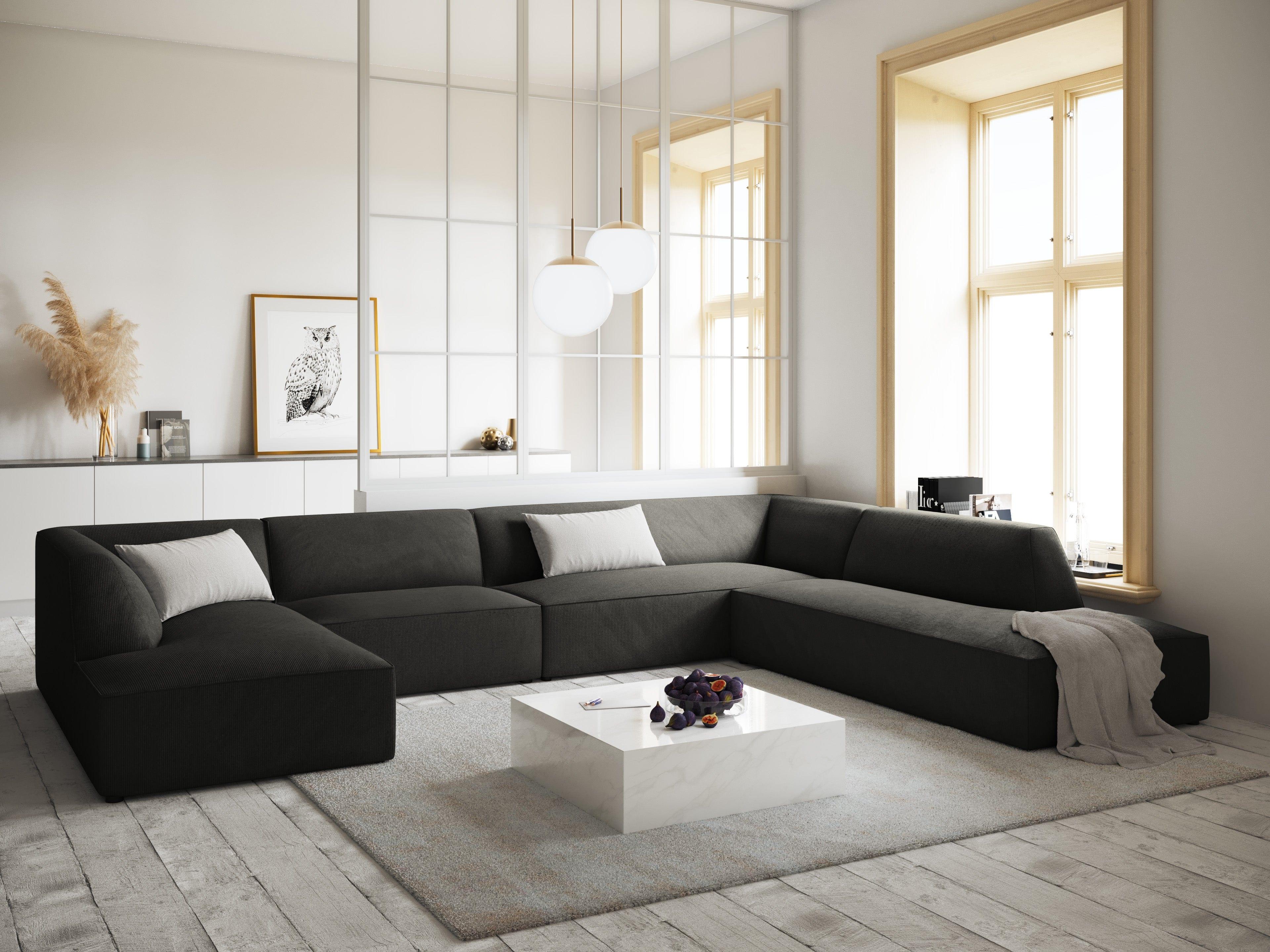 Narożnik w kształcie U sztruksowa prawostronny RUBY ciemnoszary Micadoni Eye on Design