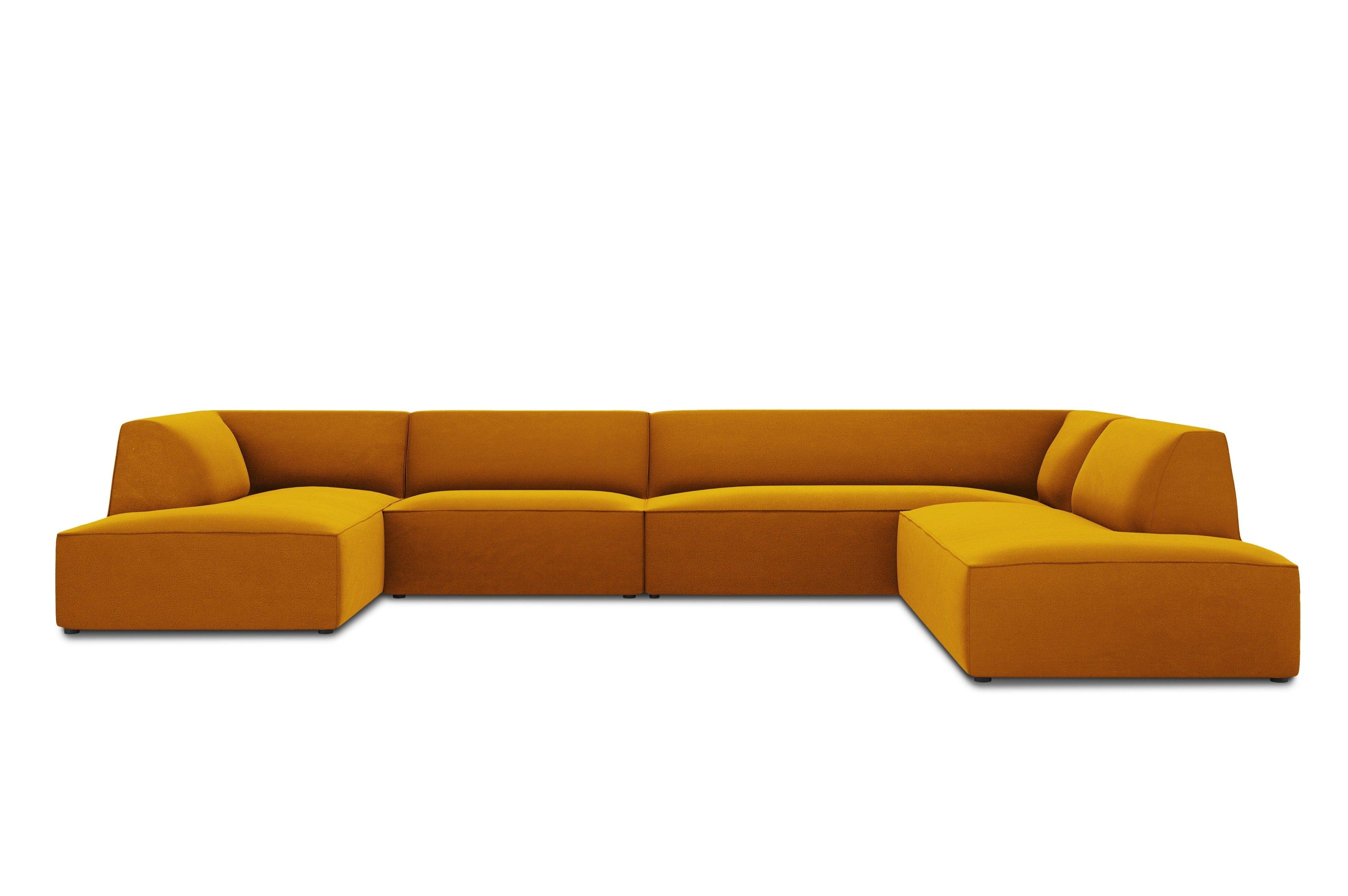 Narożnik w kształcie U aksamitny prawostronny RUBY żółty Micadoni Eye on Design