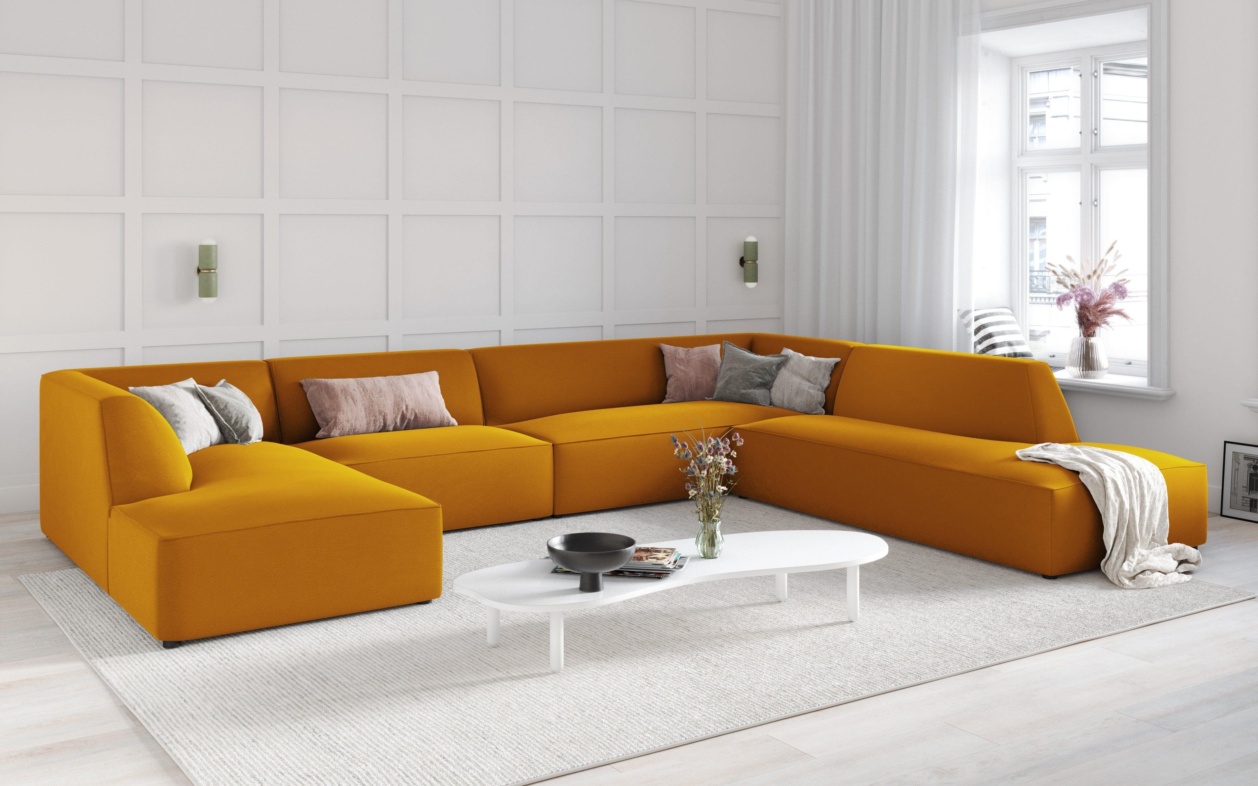 Narożnik w kształcie U aksamitny prawostronny RUBY żółty Micadoni Eye on Design