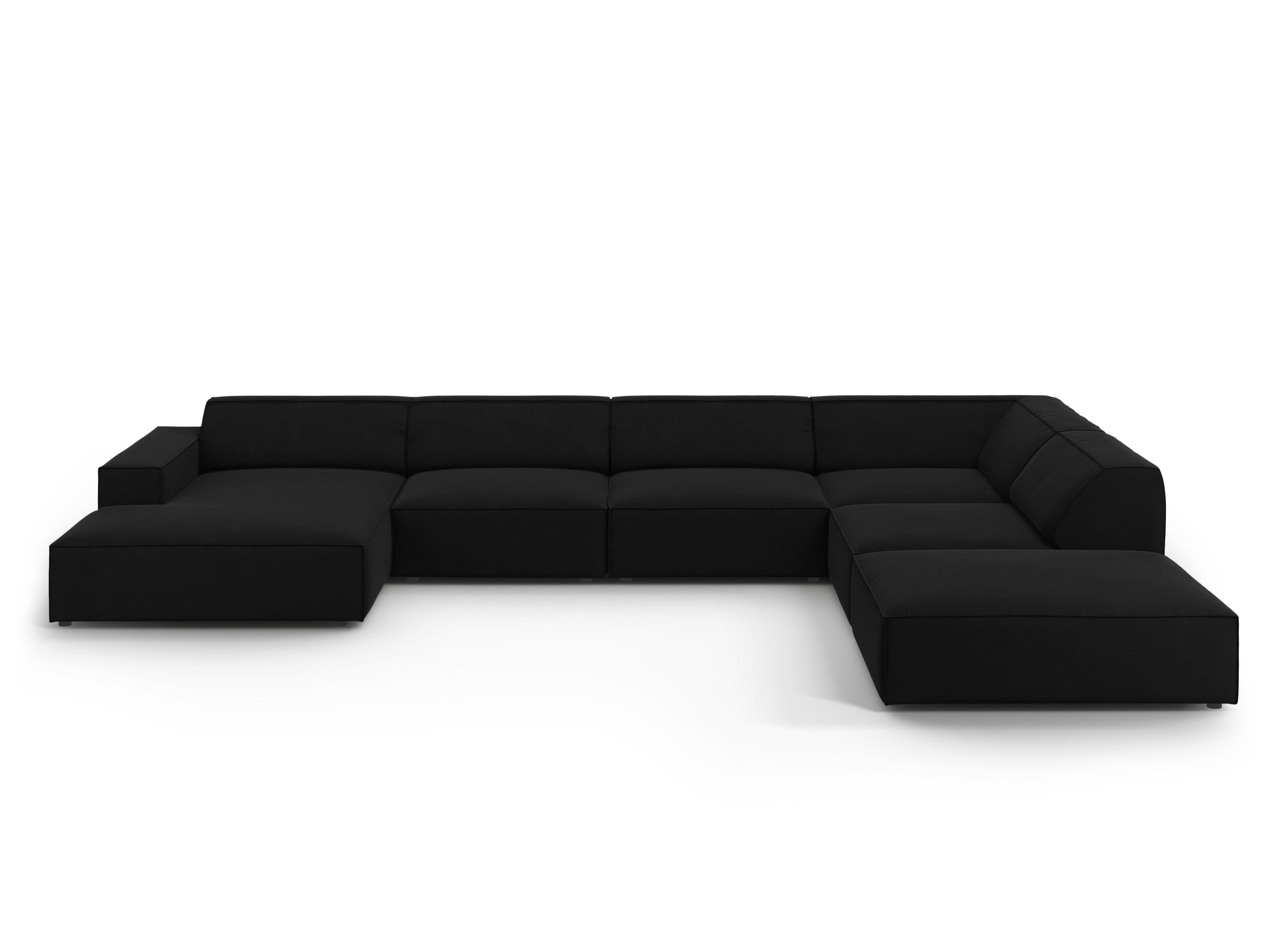 Sofa panoramiczna aksamitna prawostronna JODIE czarny Micadoni Eye on Design