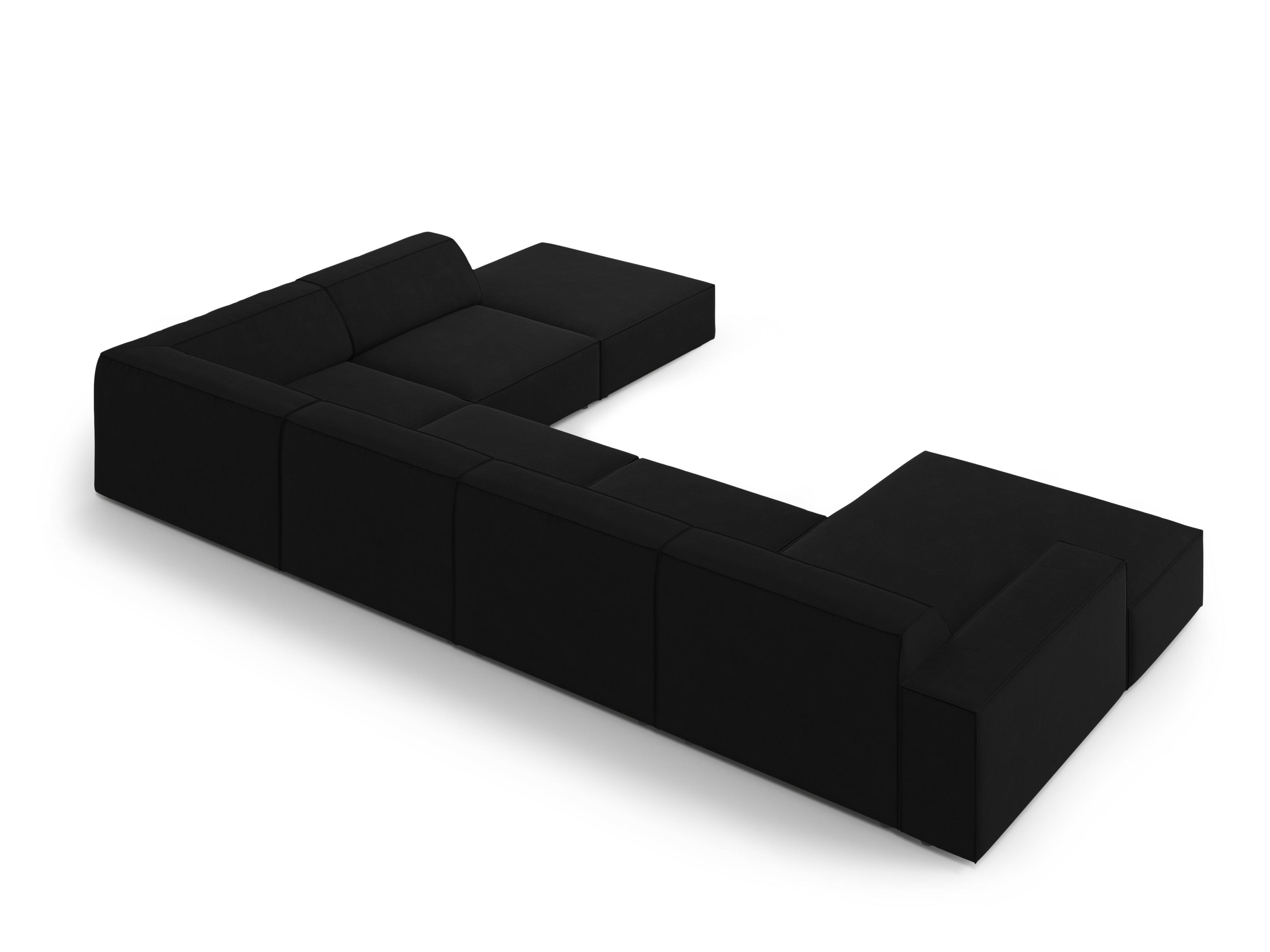 Sofa panoramiczna aksamitna prawostronna JODIE czarny Micadoni Eye on Design