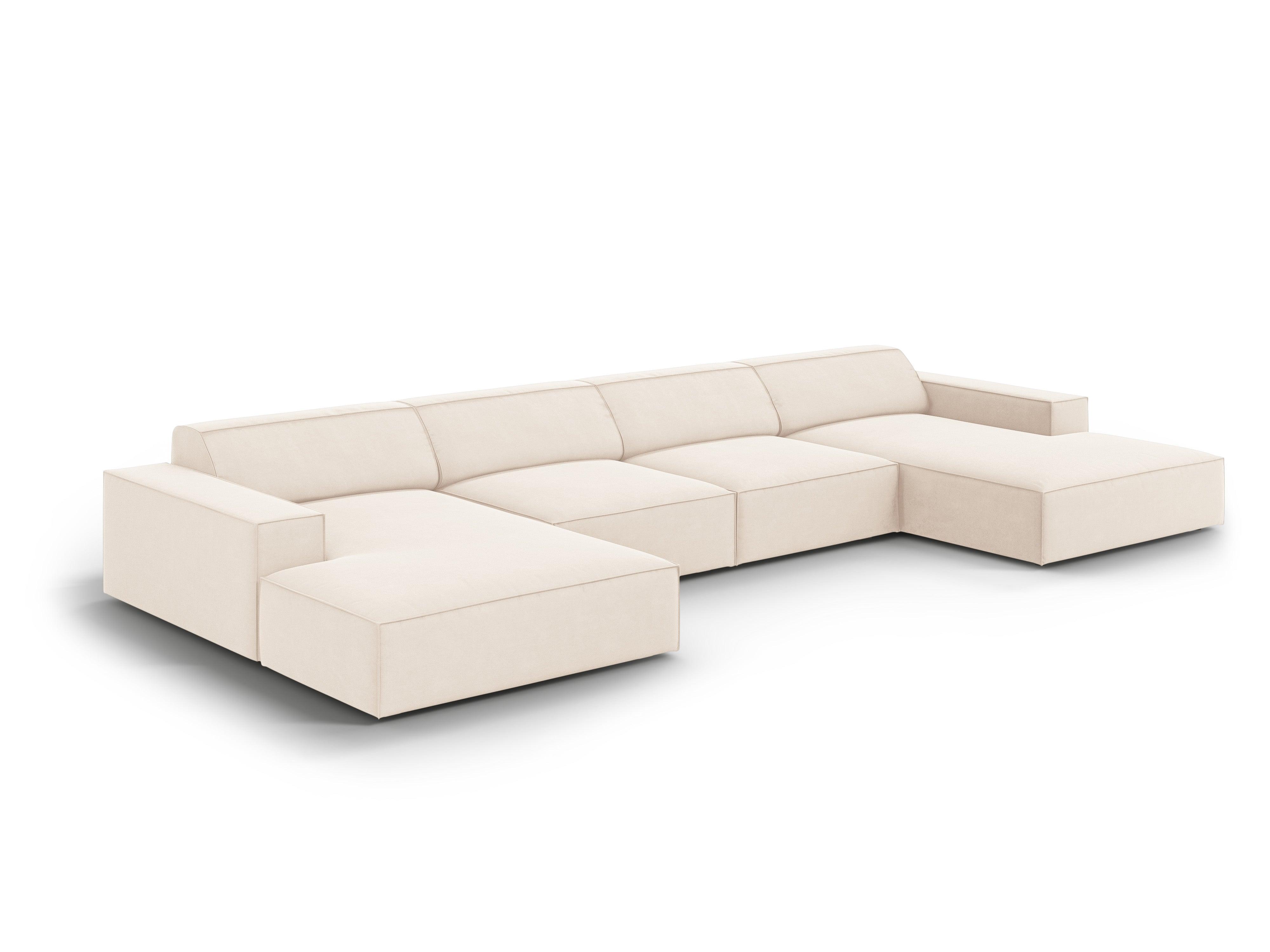 Sofa panoramiczna aksamitna JODIE jasnobeżowy Micadoni Eye on Design
