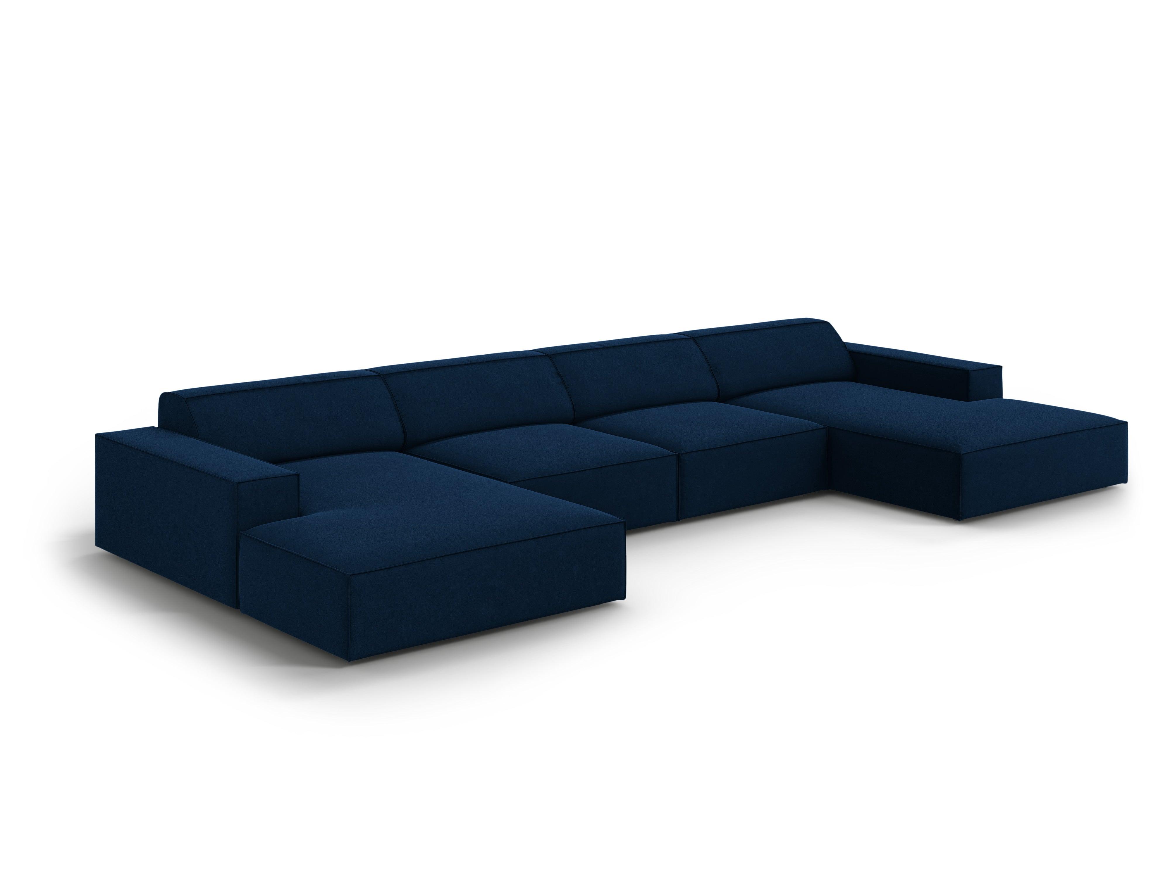 Sofa panoramiczna aksamitna JODIE granat królewski Micadoni Eye on Design