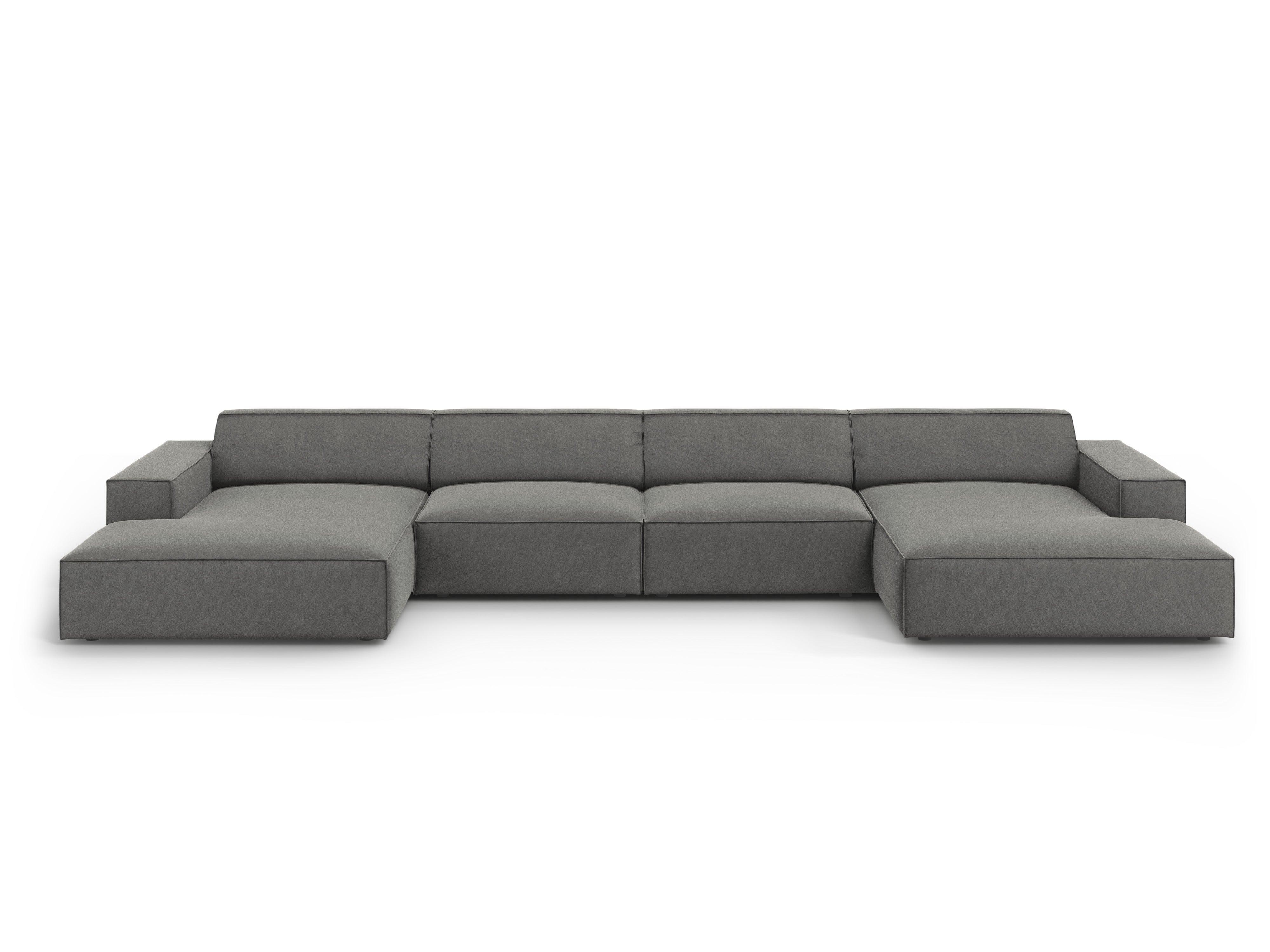Sofa panoramiczna aksamitna JODIE jasnoszary Micadoni Eye on Design