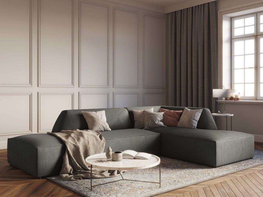 Sofa narożna sztruksowa prawostronny RUBY jasnoszary Micadoni Eye on Design