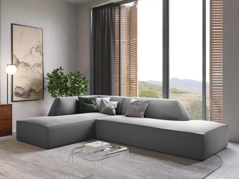 Sofa narożna aksamitna lewostronna RUBY jasnoszary Micadoni Eye on Design