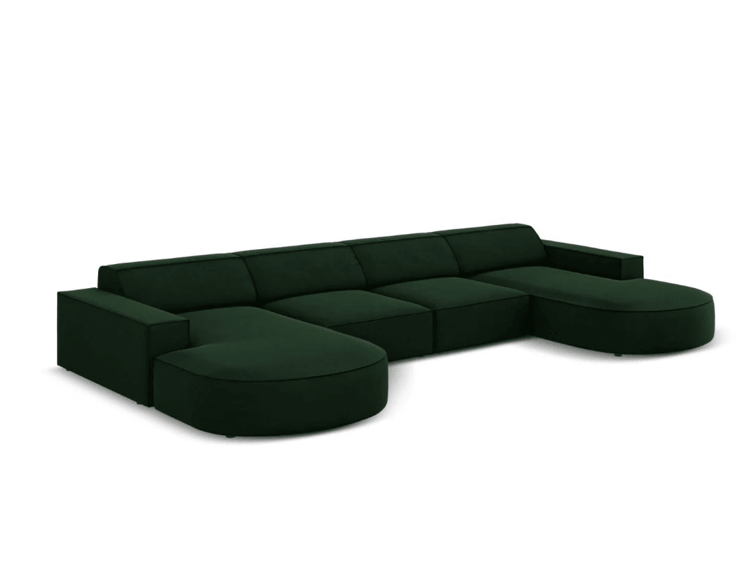 Sofa aksamitna panoramiczna okrągła JODIE butelkowa zieleń Micadoni Eye on Design