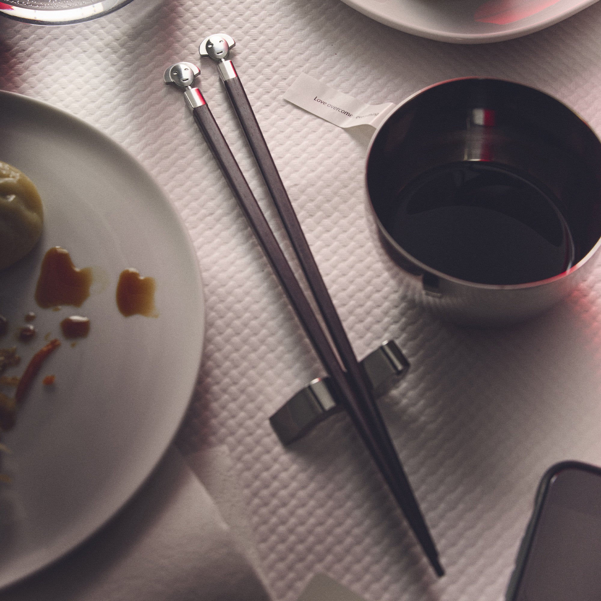 Oriental Chopsticks with Stand ANNA STIC Ebony Wood with Steel Finish