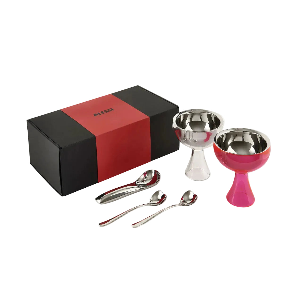 ALESSI & ICE CREAM Ice Cream Set in Pink and Silver