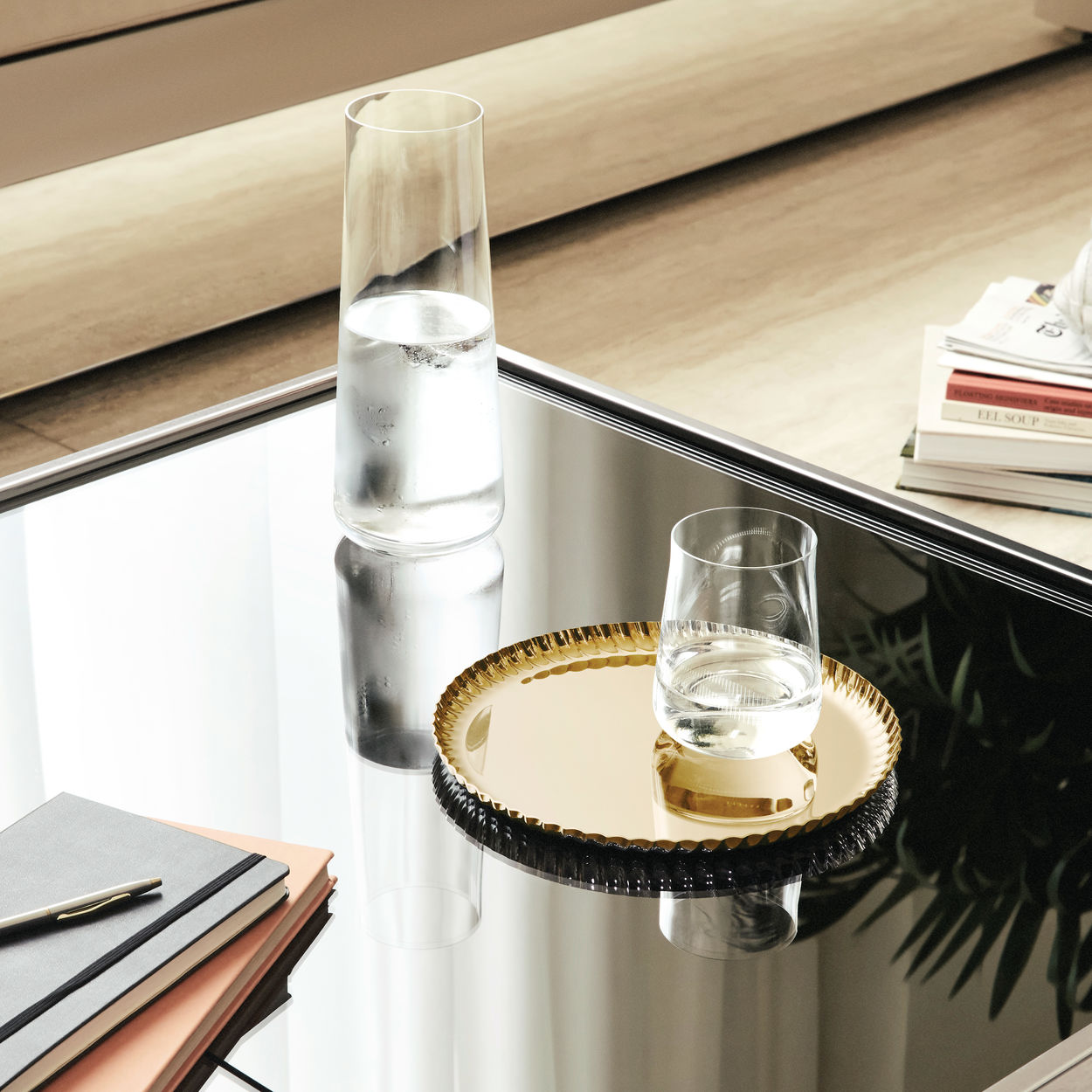 Round Pleats Tray Stainless Steel with PVD Coating Gold