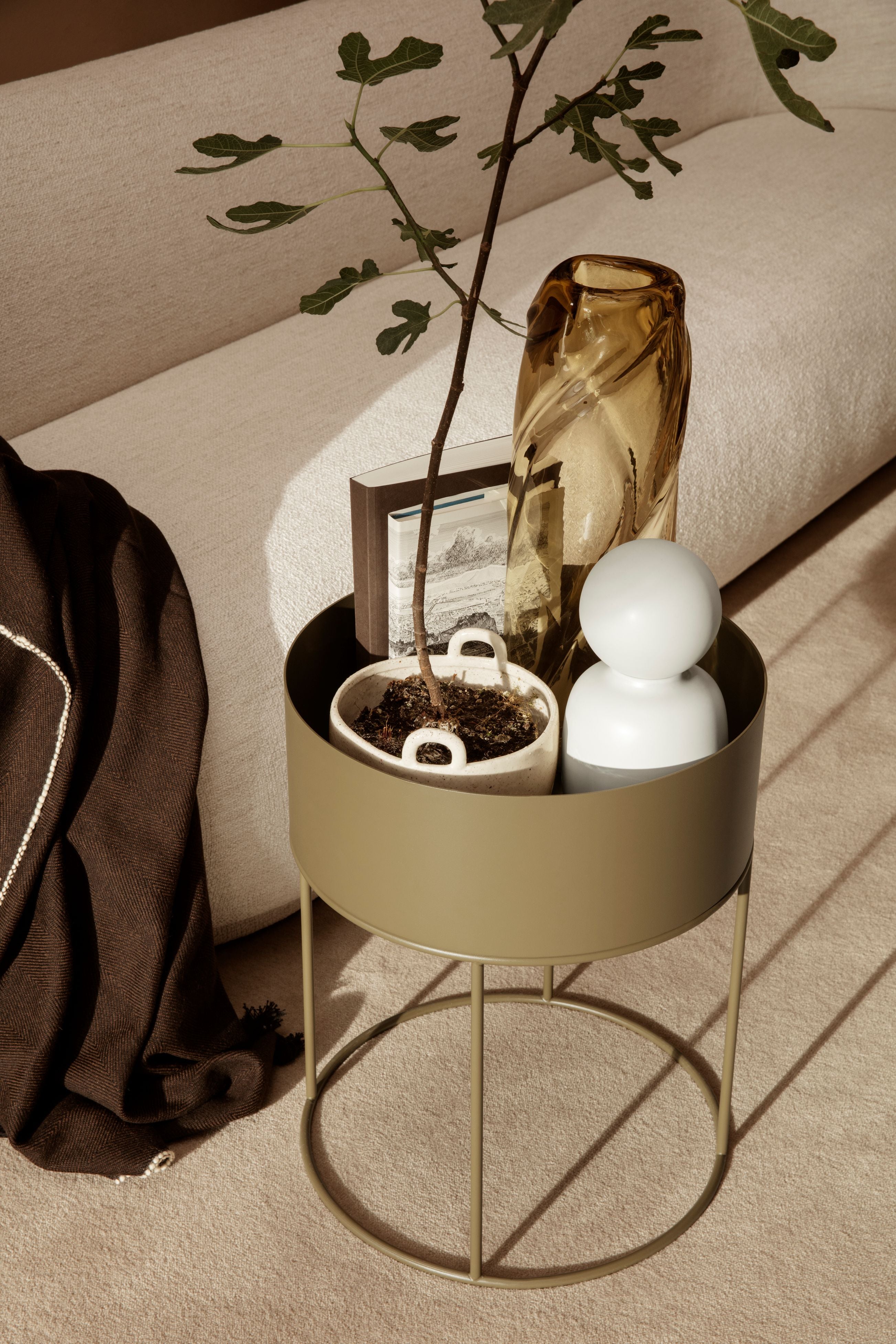 Runder Blumentopf PLANT BOX ROUND beige 
