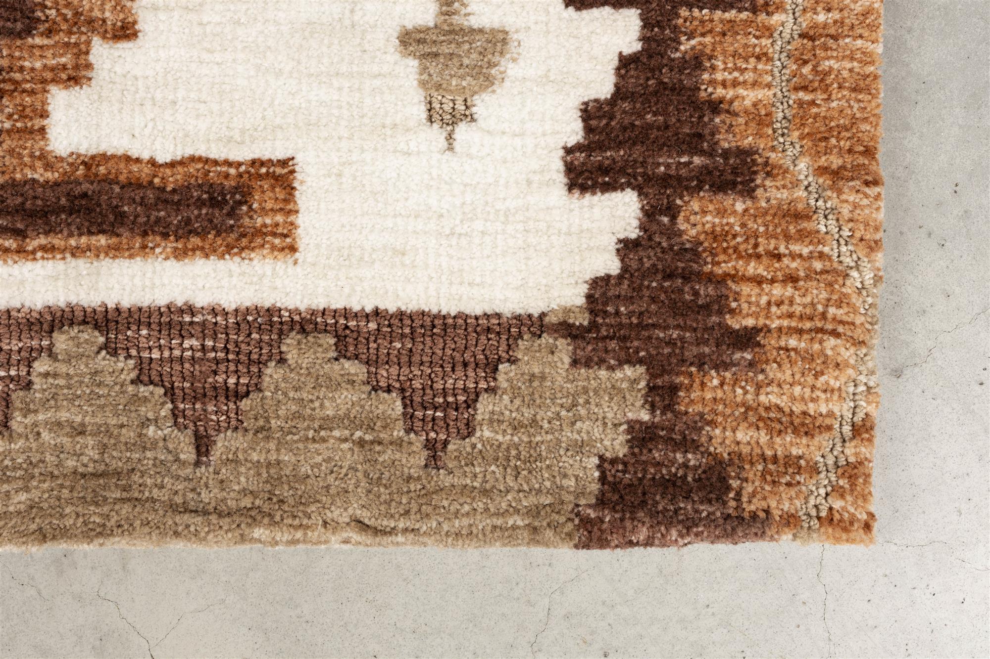 Maron Brown Teppich mit Beige