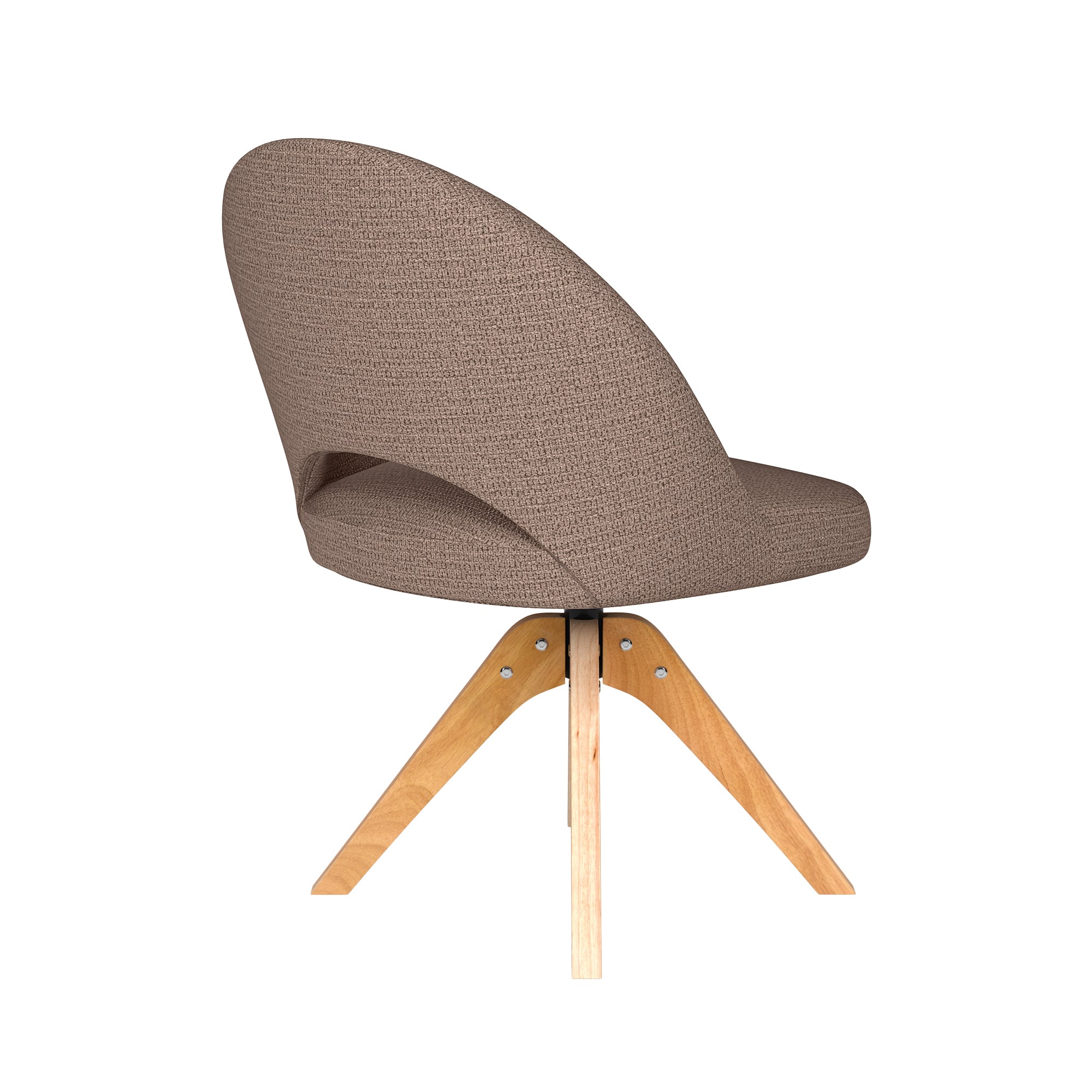 MICK taupe swivel chair with wooden base