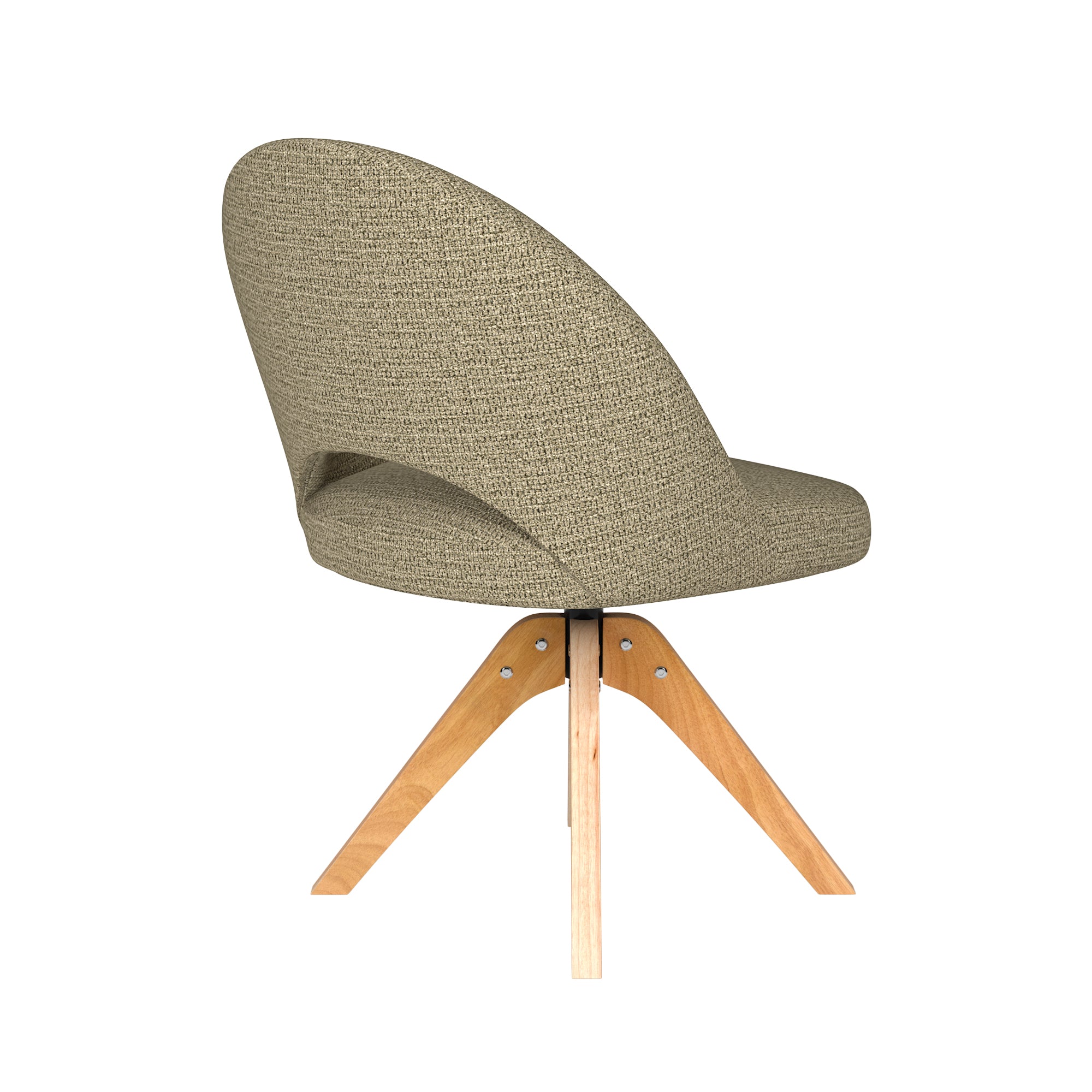 MICK green swivel chair with wooden base