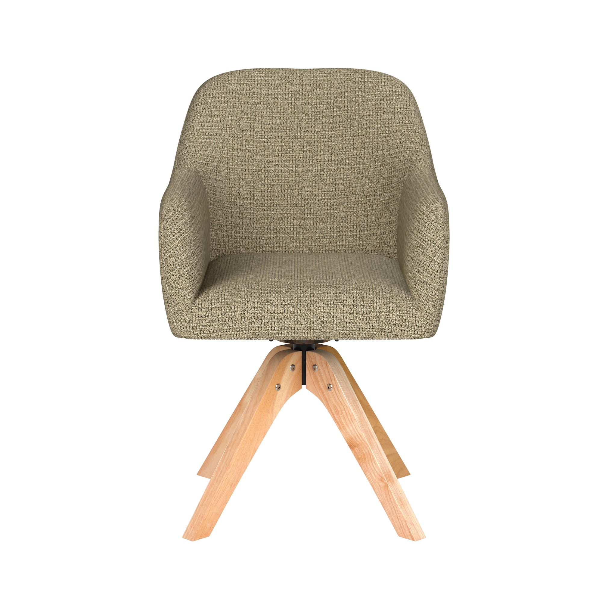 OTIS green swivel chair with wooden base