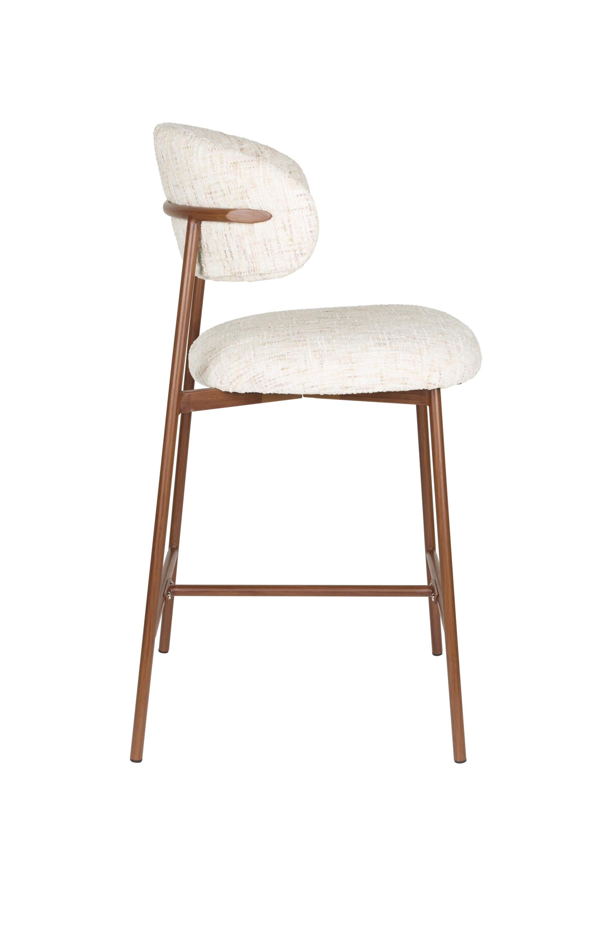 CLAES Bar Stool Light Beige Mélange with Brown Base