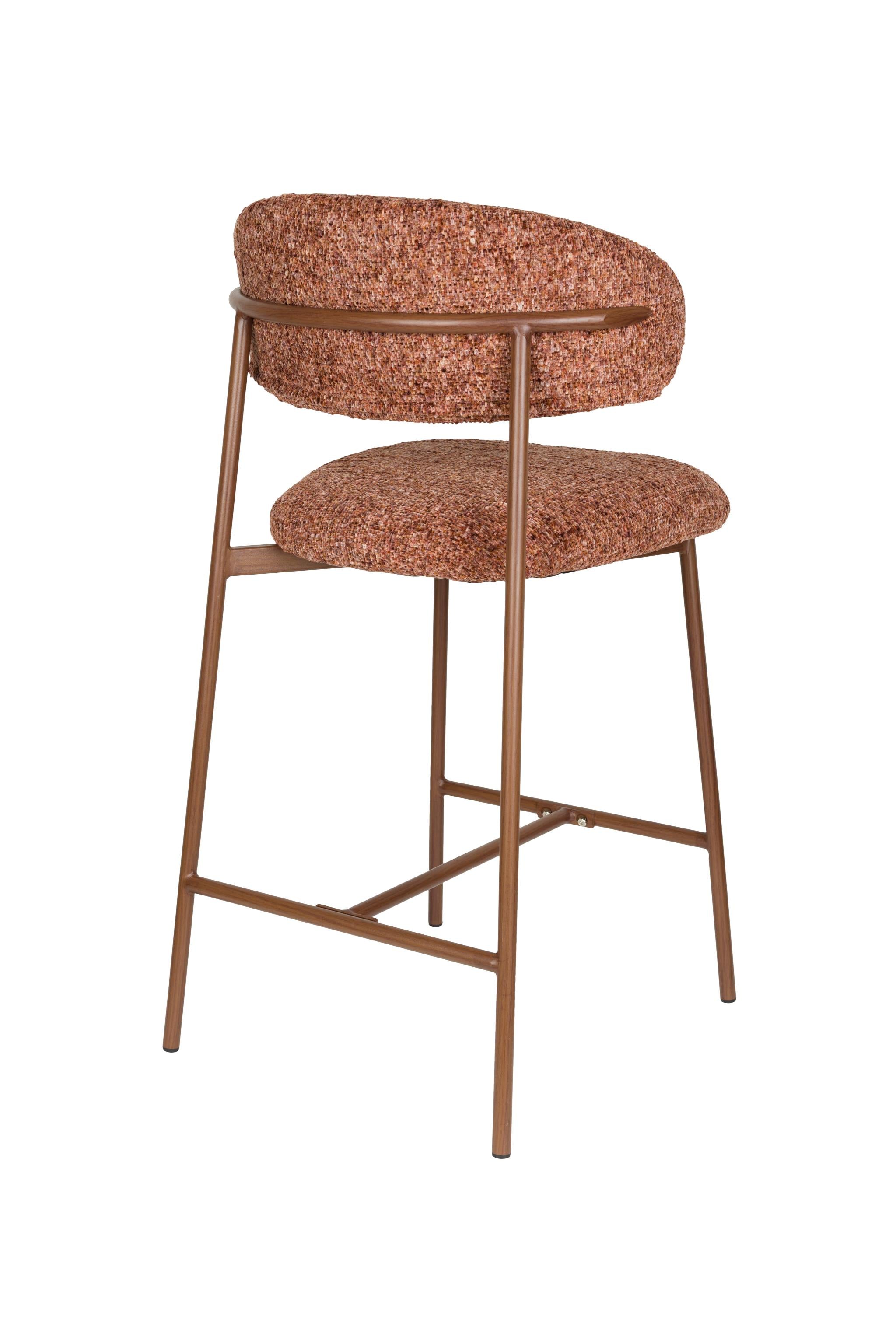 CLAES Bar Stool Terracotta with Brown Base