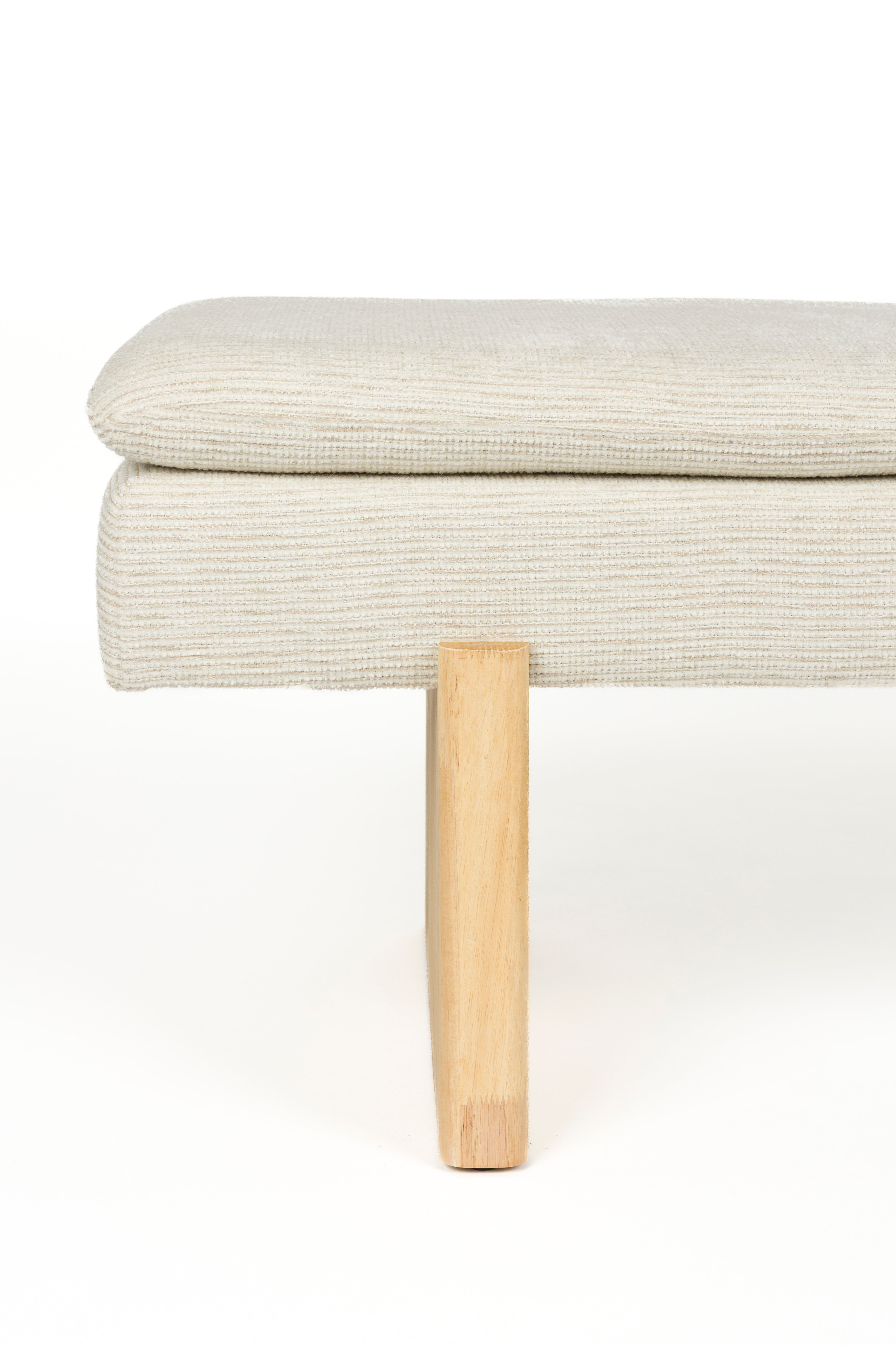 JAPPO Light Gray Bench with Wooden Base