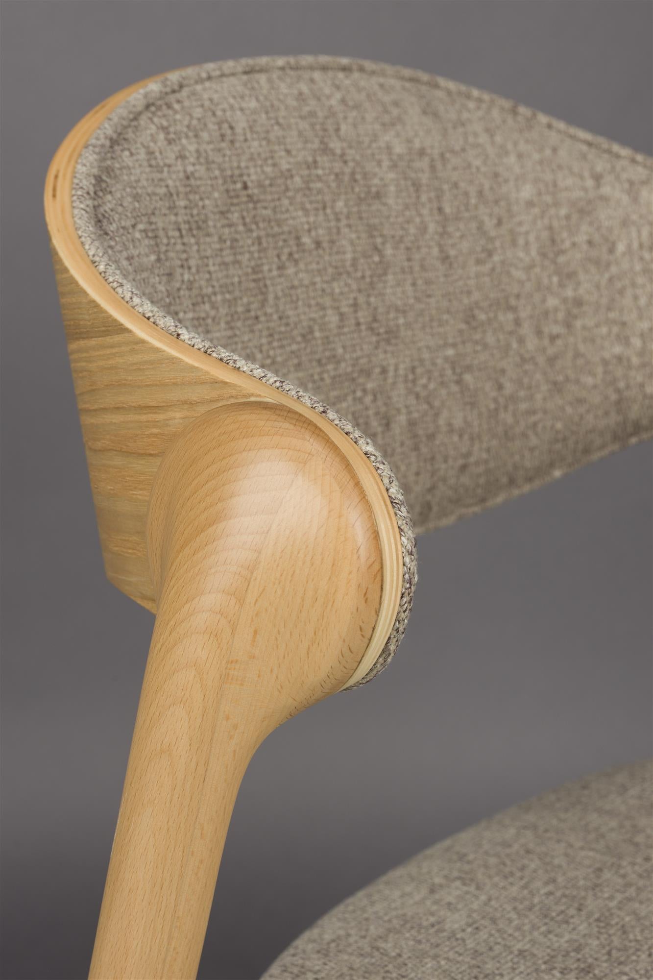 BABINGTON Armchair in Brown with Wooden Base