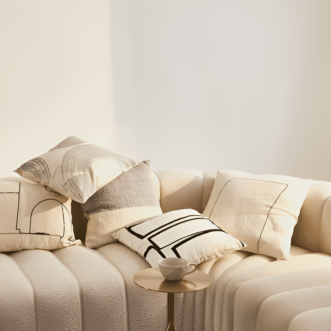 Yoi cream pillow with gray
