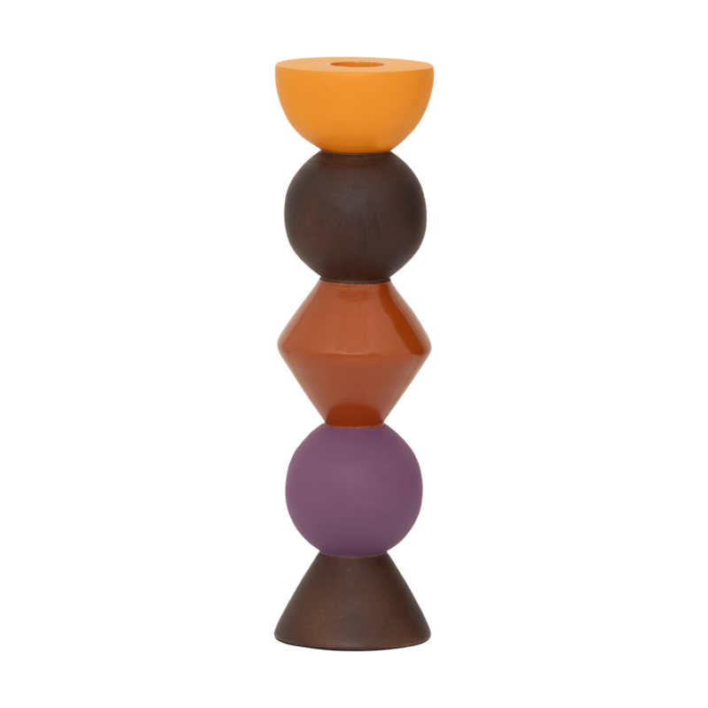 LEKEN brown candlestick with orange