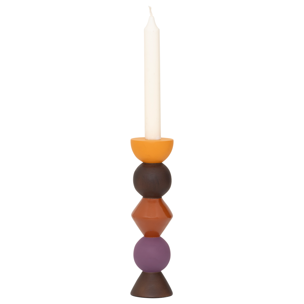 LEKEN brown candlestick with orange