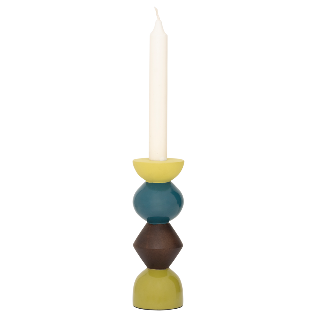SIGNE brown candle holder with green