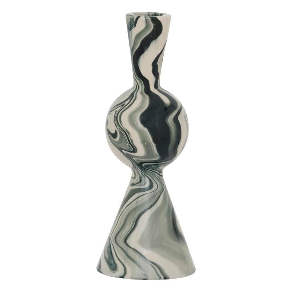 White ceramic candle holder VENDT with green