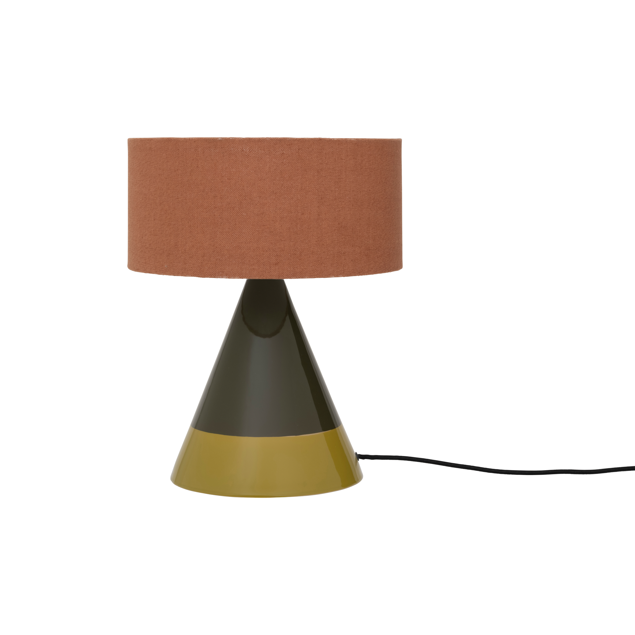 RAIKAS Coral Table Lamp with Linen Shade and Green Base