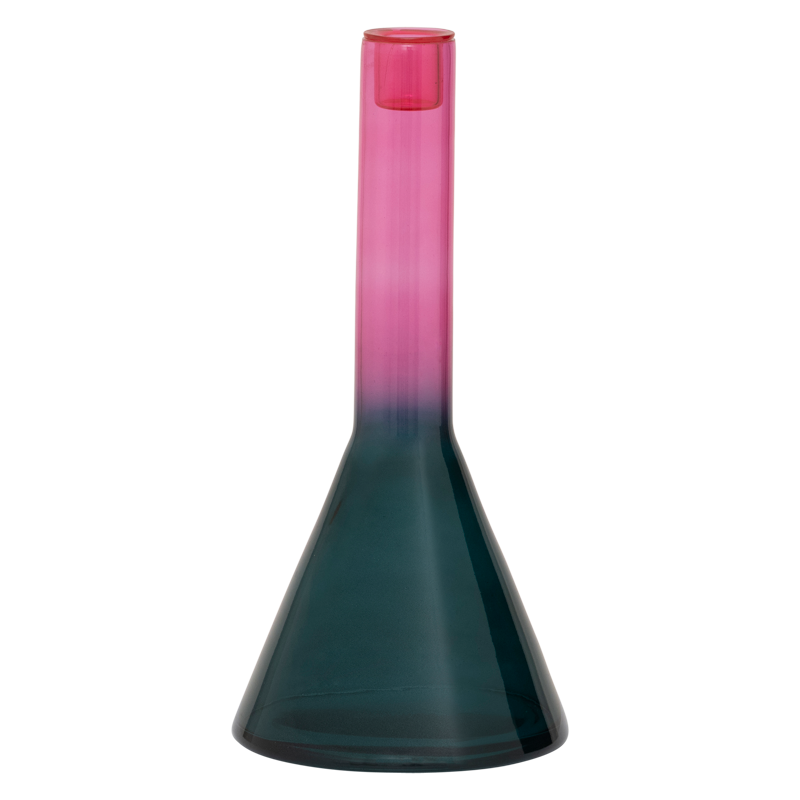 Pink Glass Candle Holder FRISK with Green