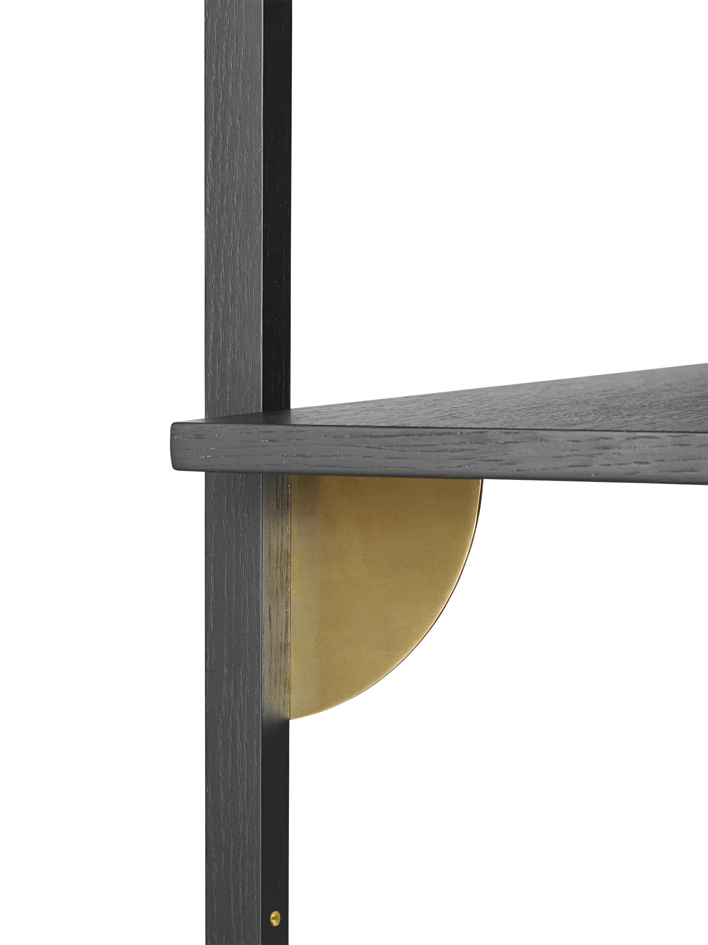 SECTOR NARROW shelf in black ash veneer with brass finish