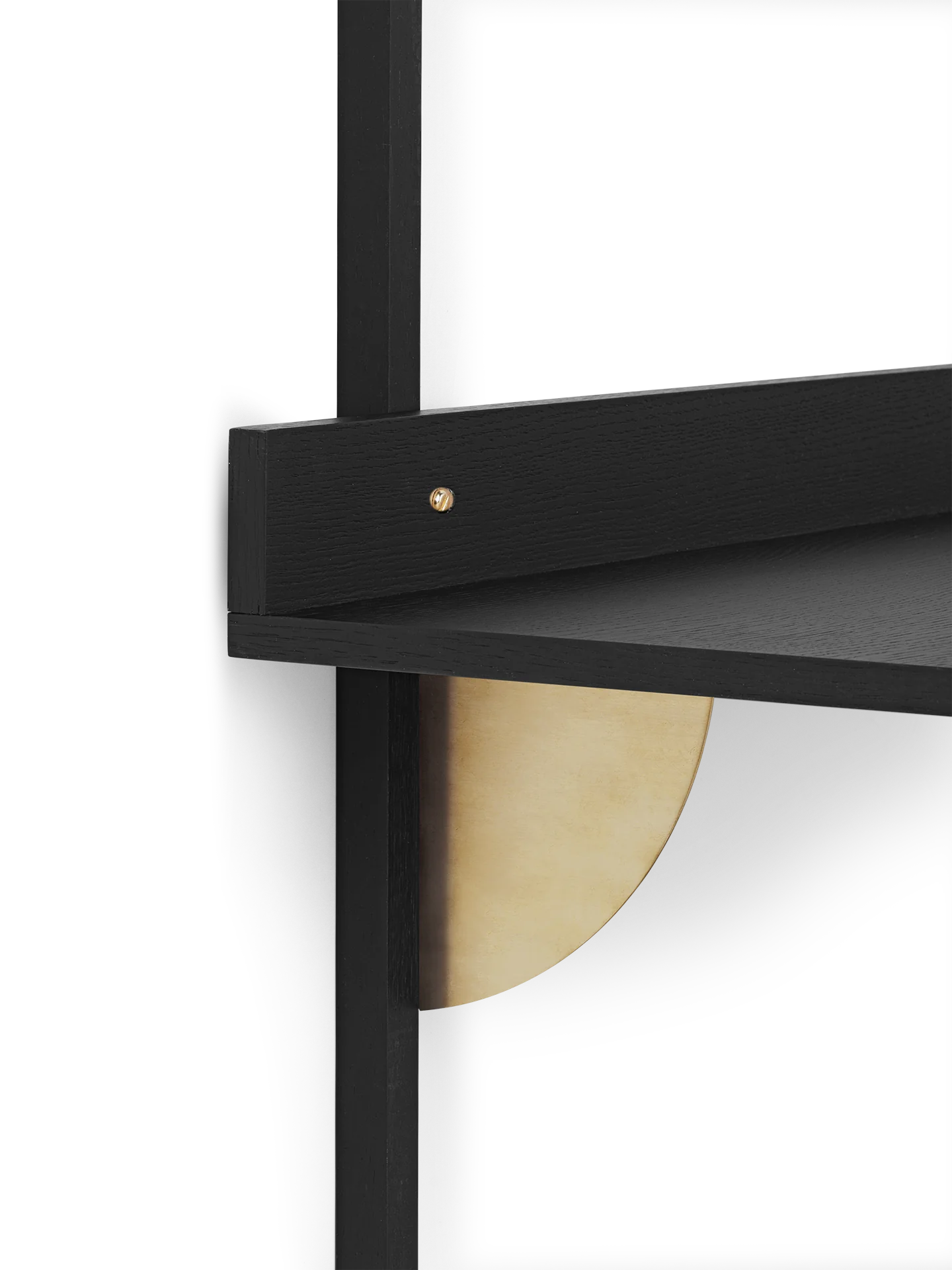 SECTOR DESK wall desk in black ash veneer with brass finish