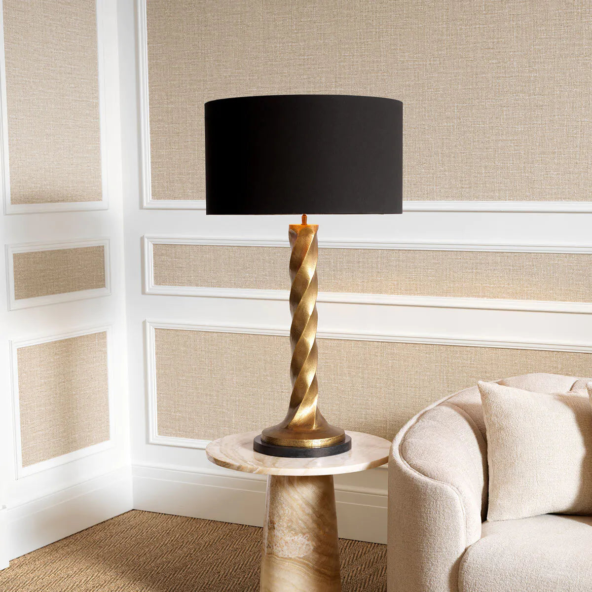 Tischlampe COSTANZA antikgold mit Granitbasis