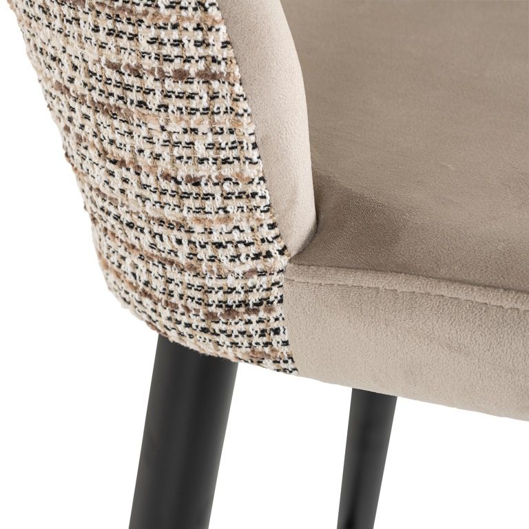 TABITHA beige bar stool with a black base