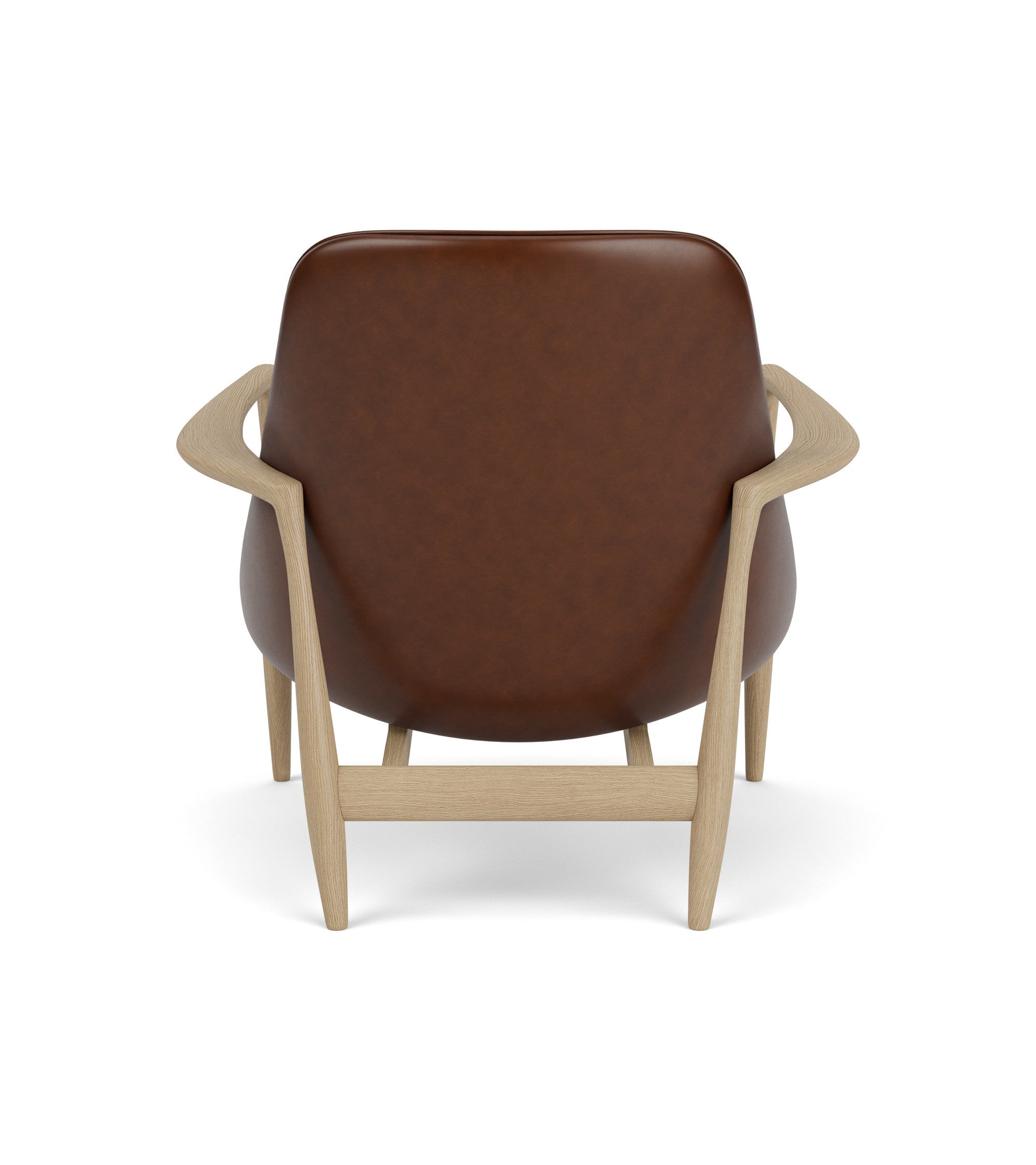 Sessel ELIZABETH braunes Leder mit Eichenbasis