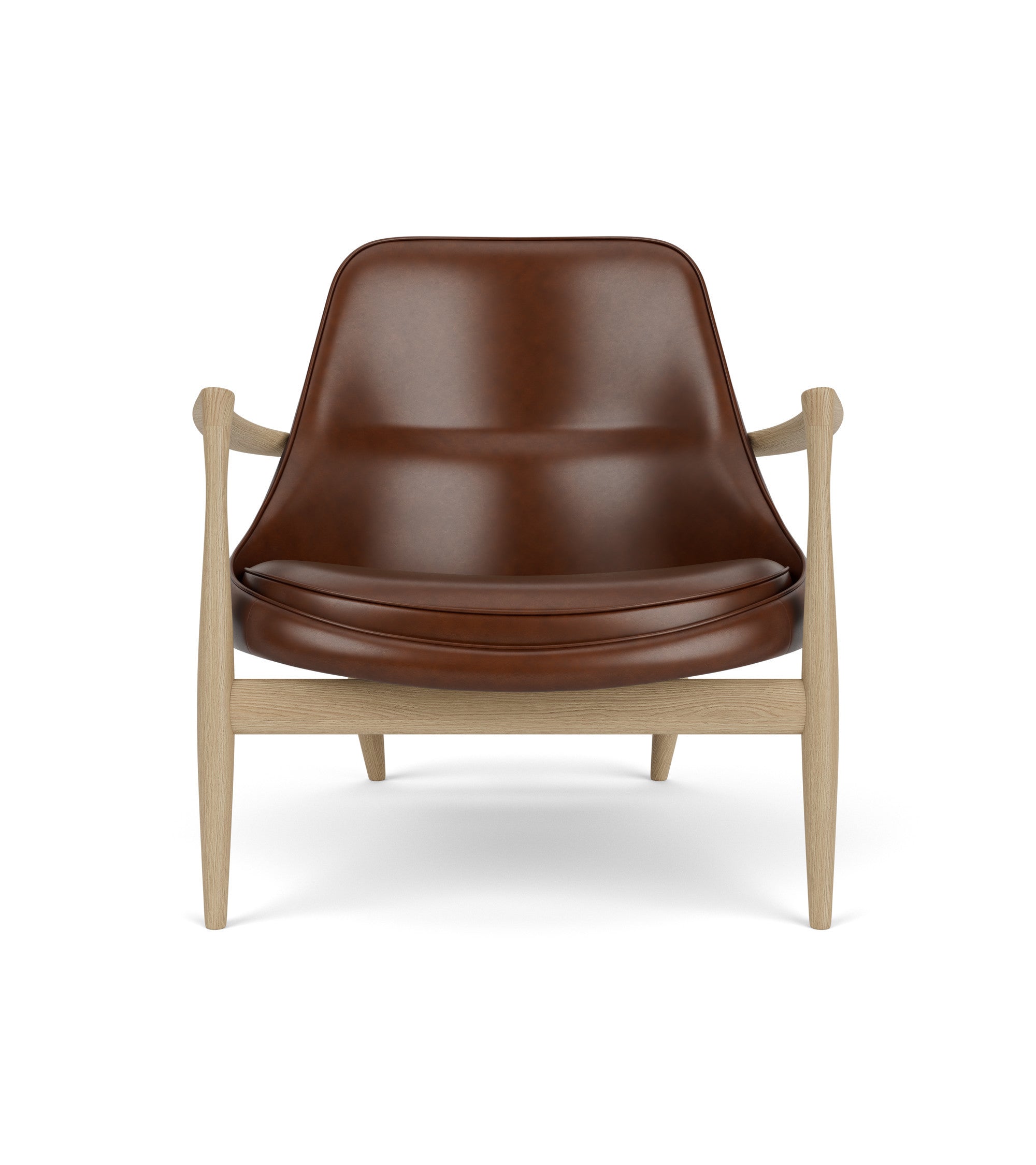Sessel ELIZABETH braunes Leder mit Eichenbasis