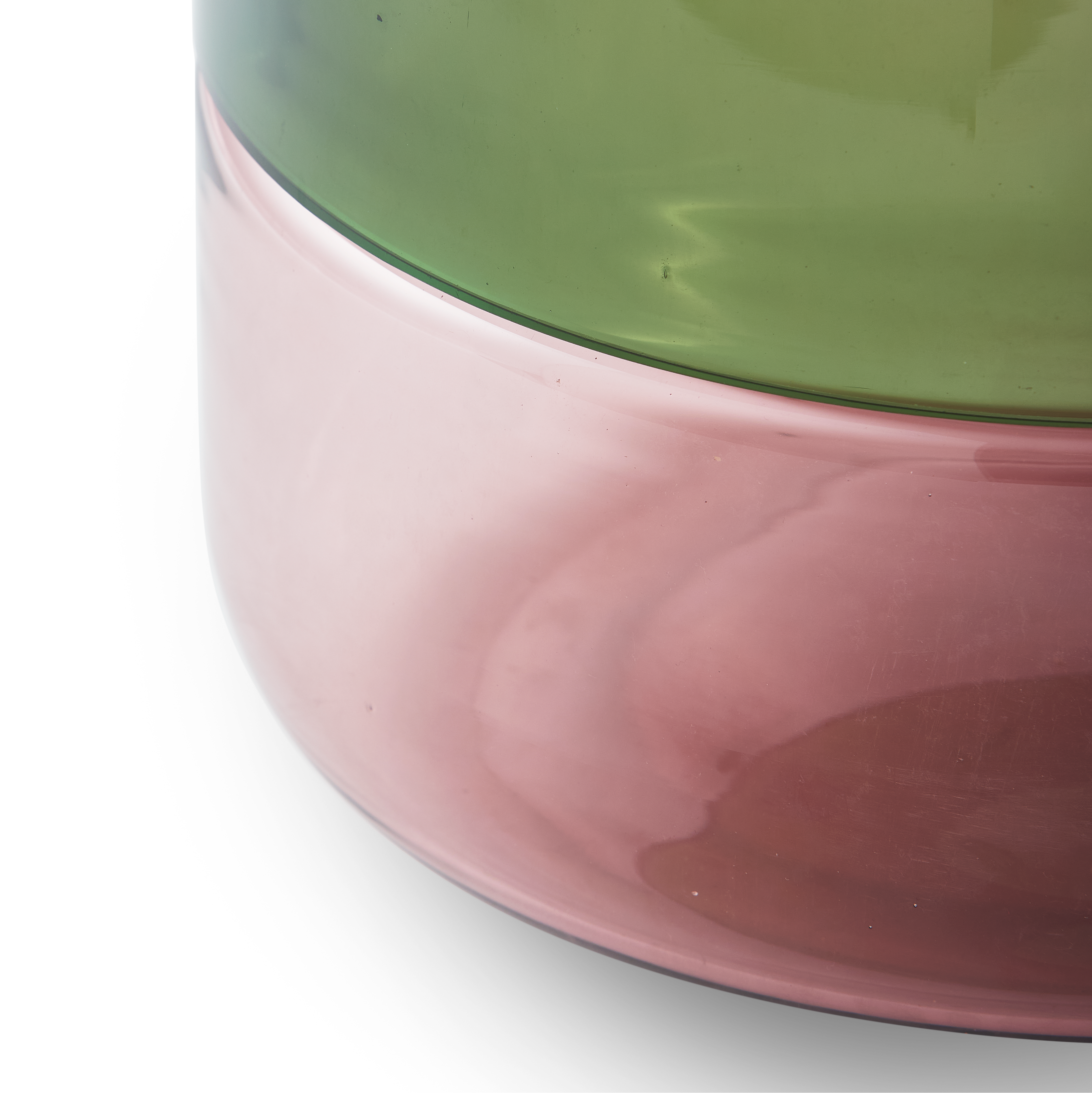 Glass vase FORMY pink with green