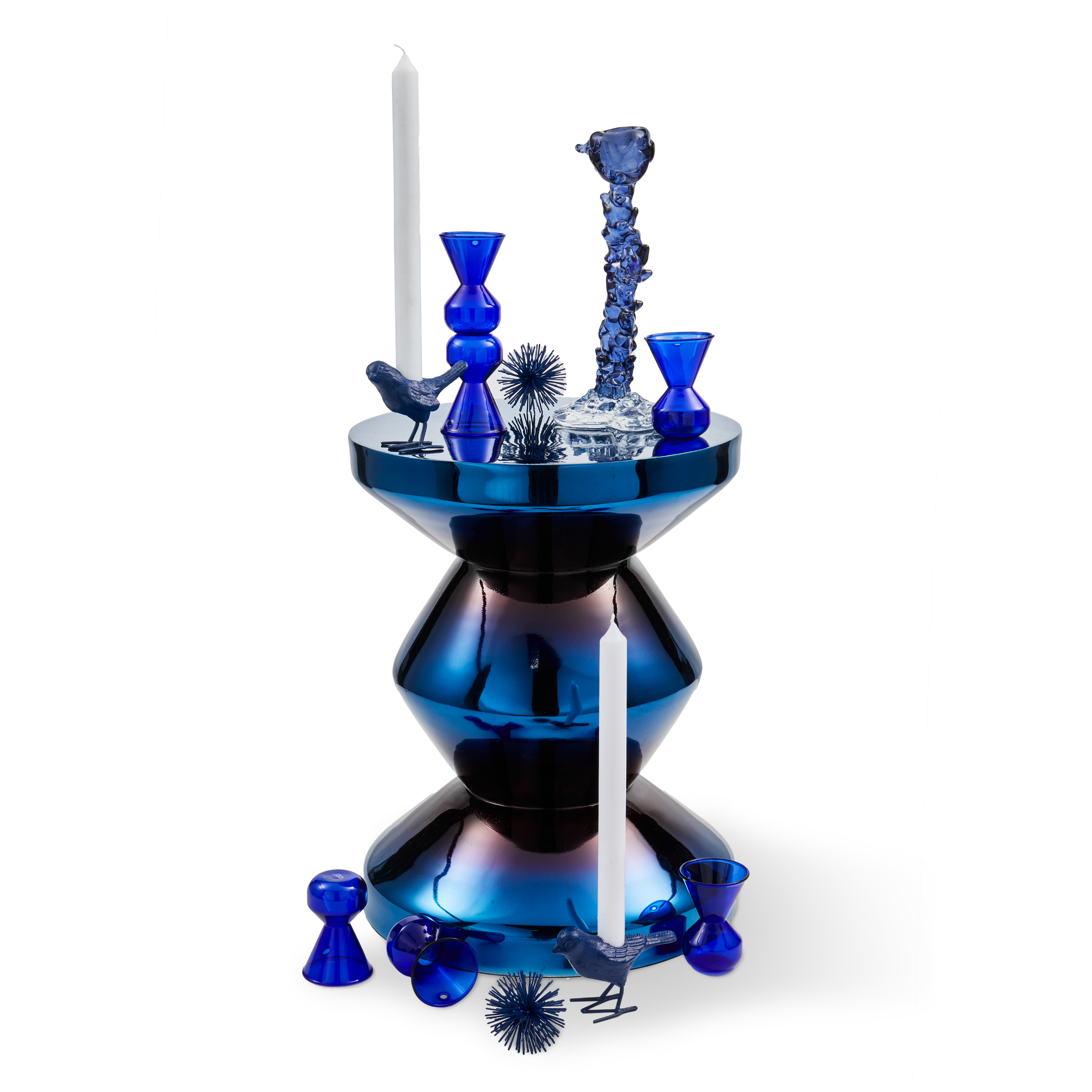 GLASS DRIP Candle Holder Blue