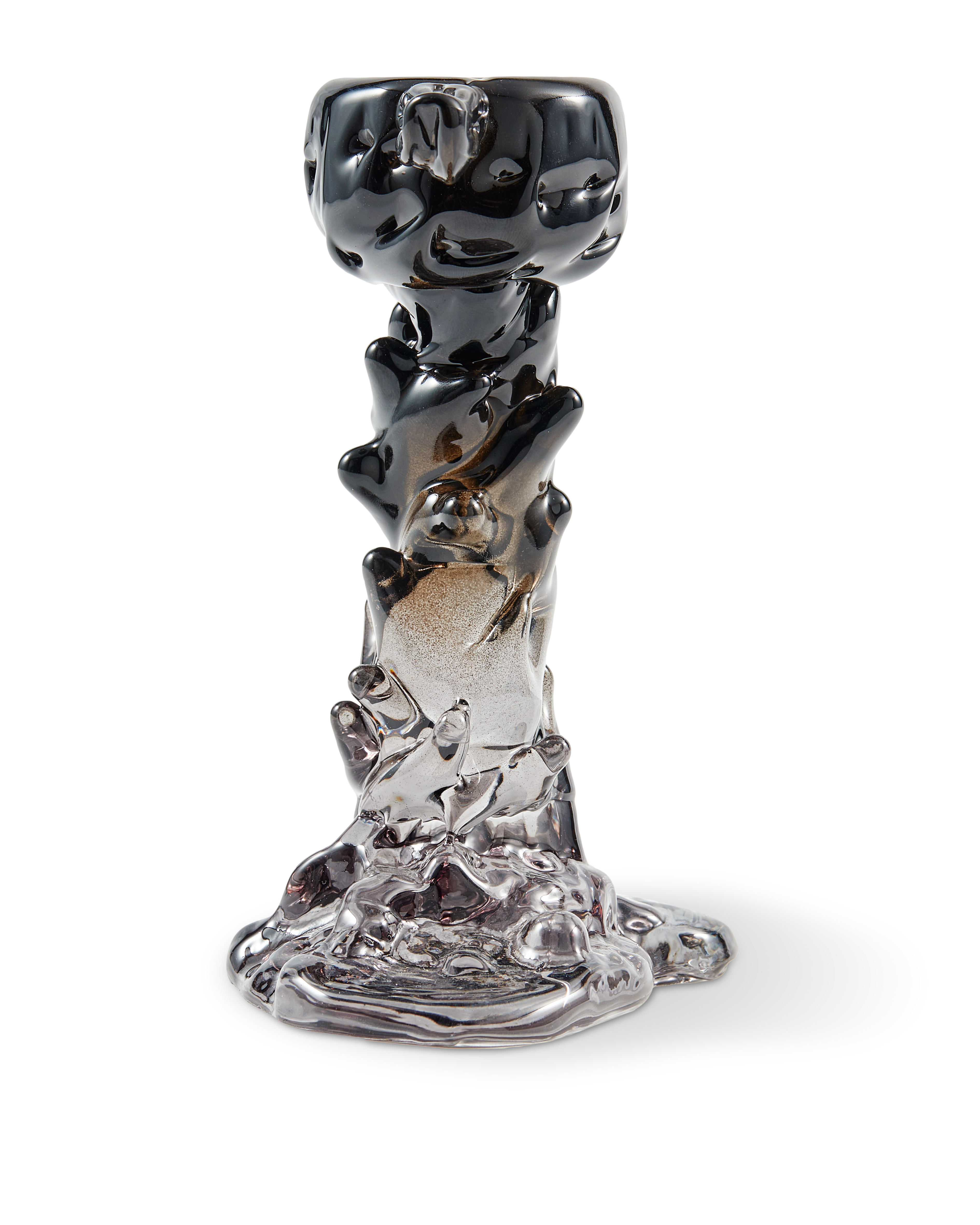 BLACK GLASS DRIP Candle Holder