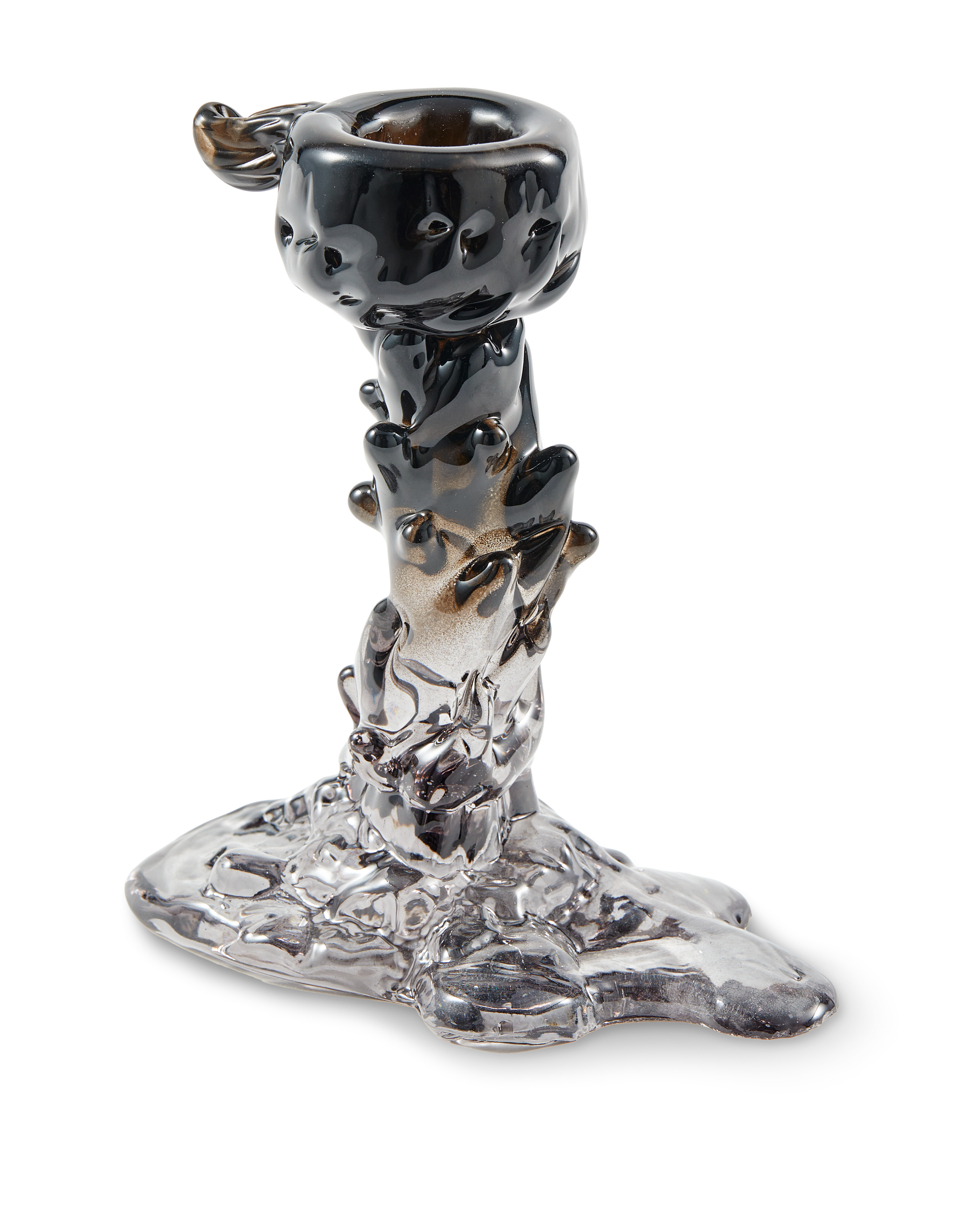 BLACK GLASS DRIP Candle Holder