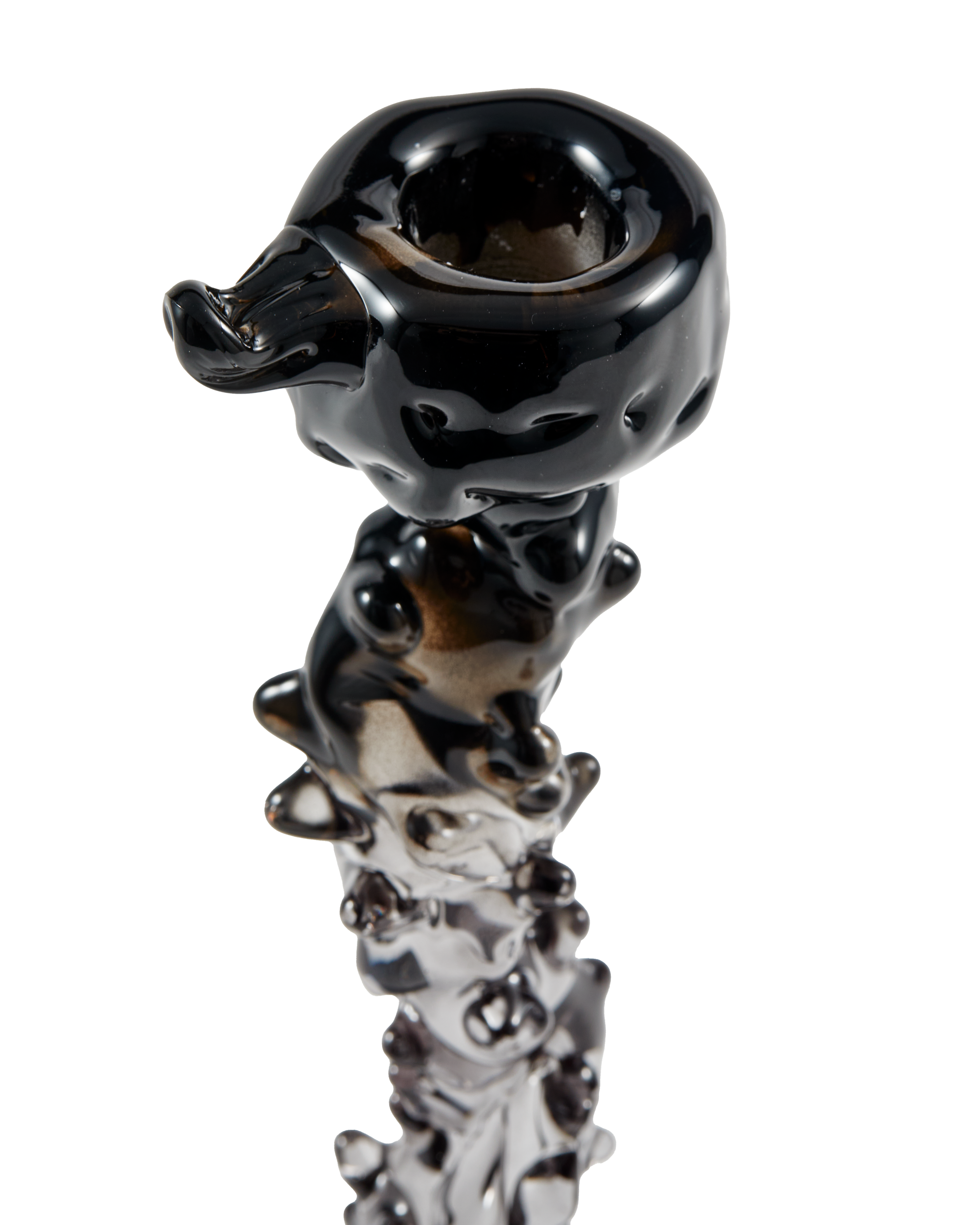 BLACK GLASS DRIP Candle Holder