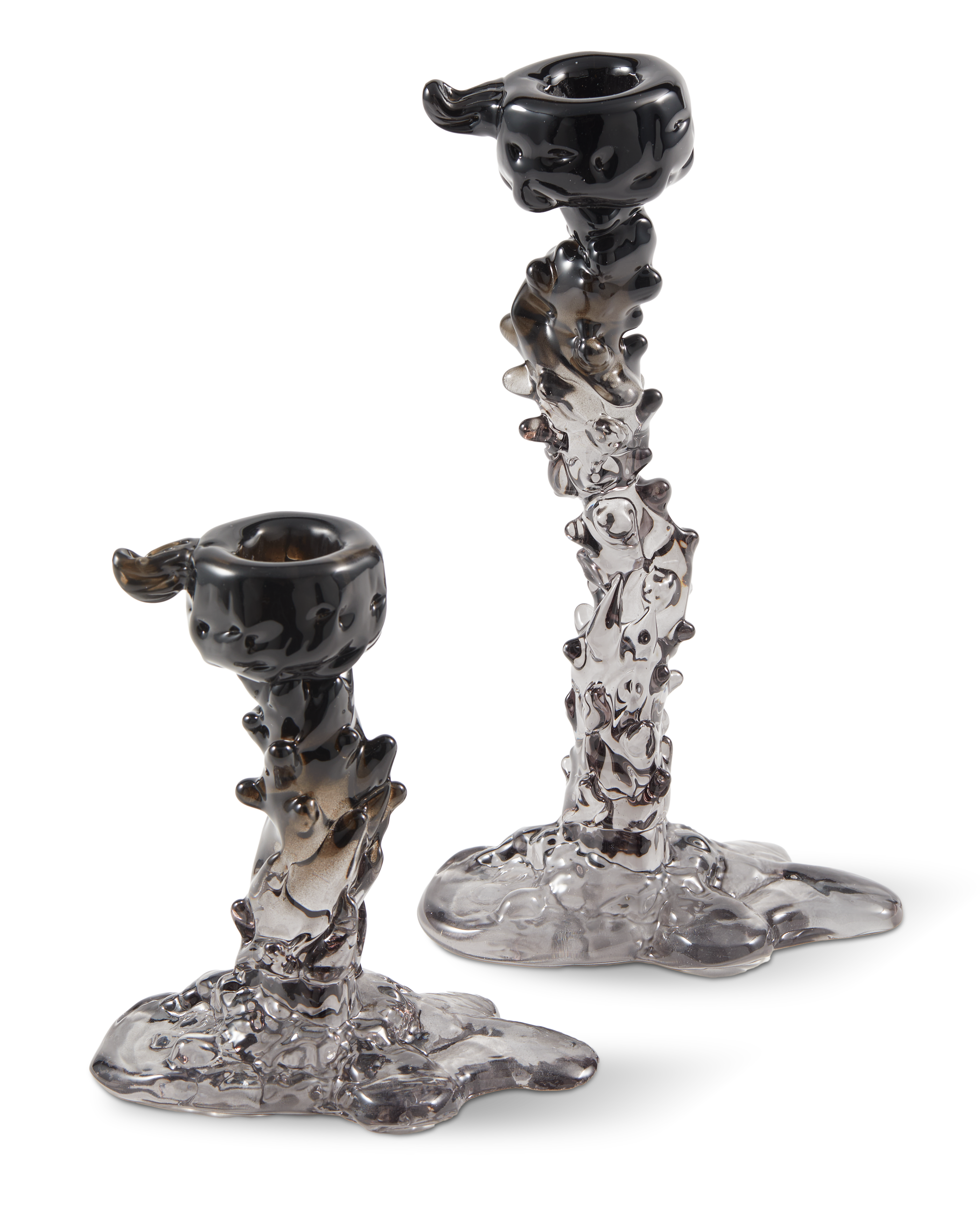 BLACK GLASS DRIP Candle Holder